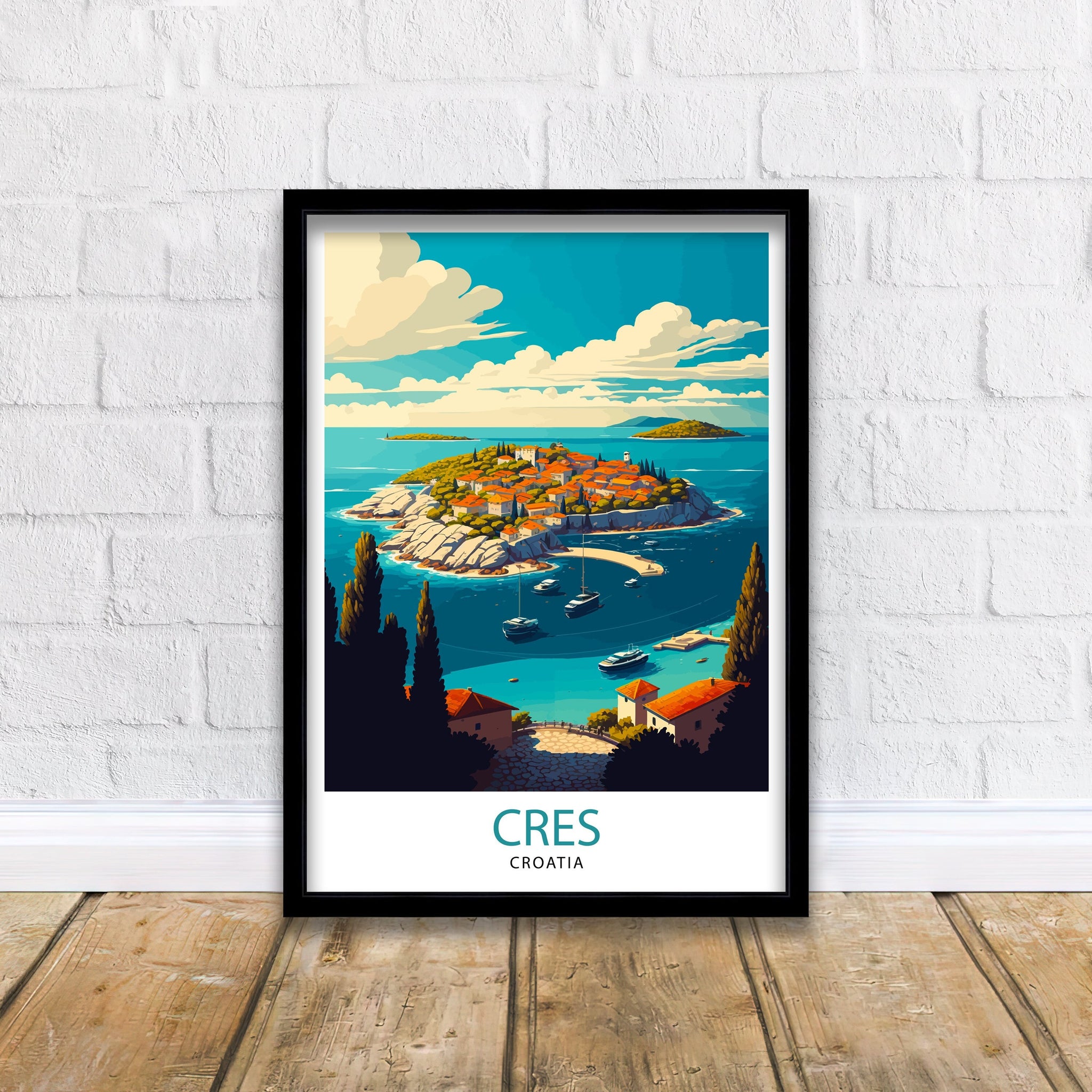 Cres Island Croatia Art Print, Coastal Travel Poster