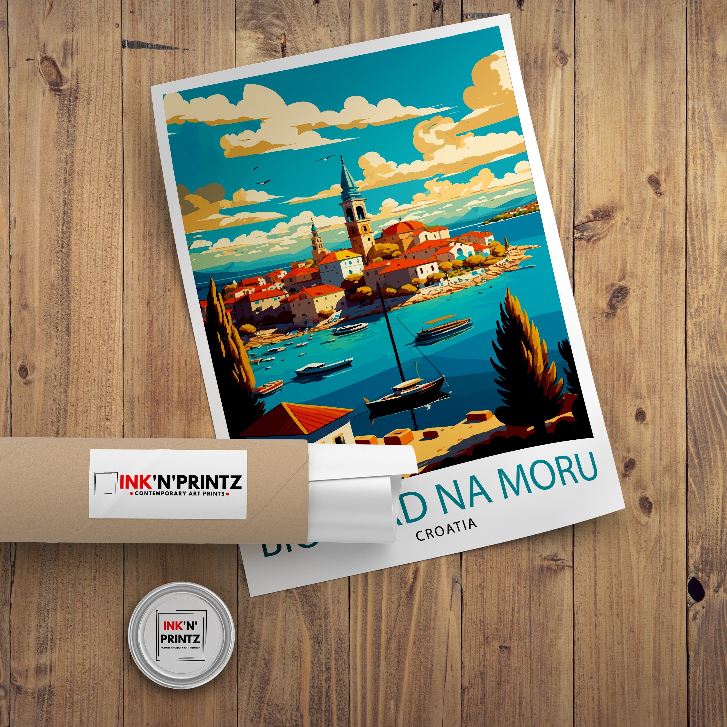 Biograd na Moru Croatia Art Print, Coastal Travel Poster