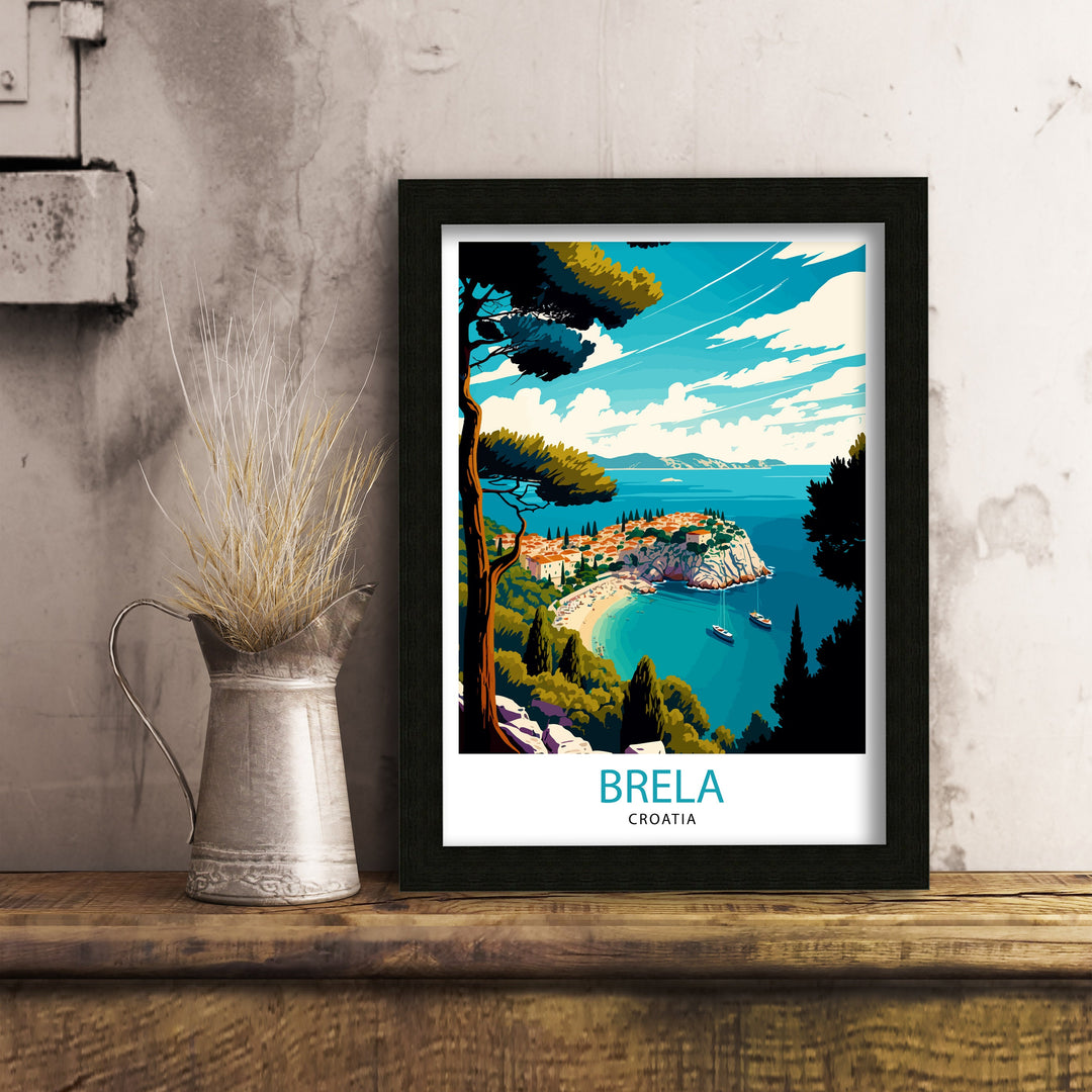 Brela Croatia Travel Poster Brela Wall Art, Brela Home Decor Brela Illustration Travel Poster Gift Croatia Home Decor