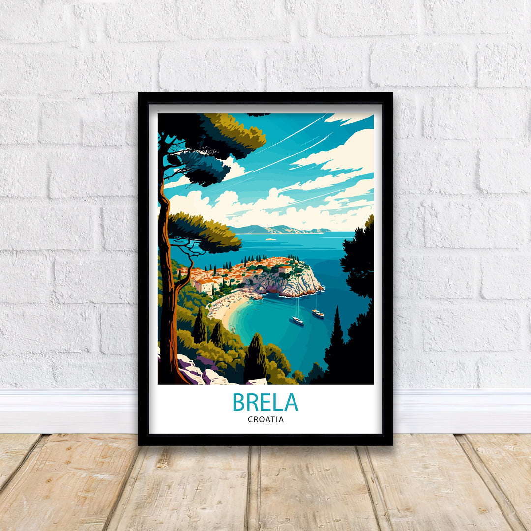 Brela Croatia Travel Poster Brela Wall Art, Brela Home Decor Brela Illustration Travel Poster Gift Croatia Home Decor