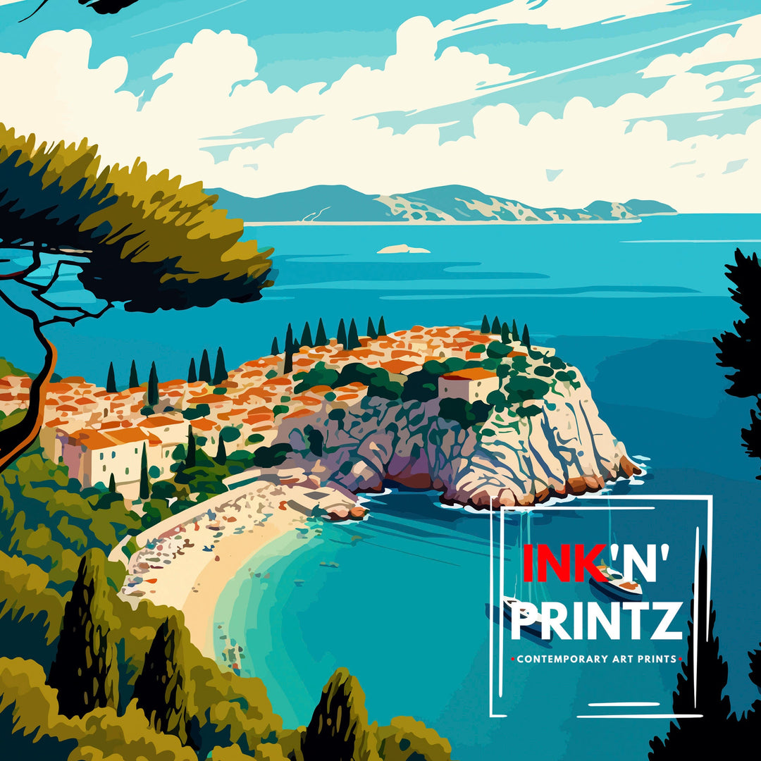 Brela Croatia Travel Poster Brela Wall Art, Brela Home Decor Brela Illustration Travel Poster Gift Croatia Home Decor