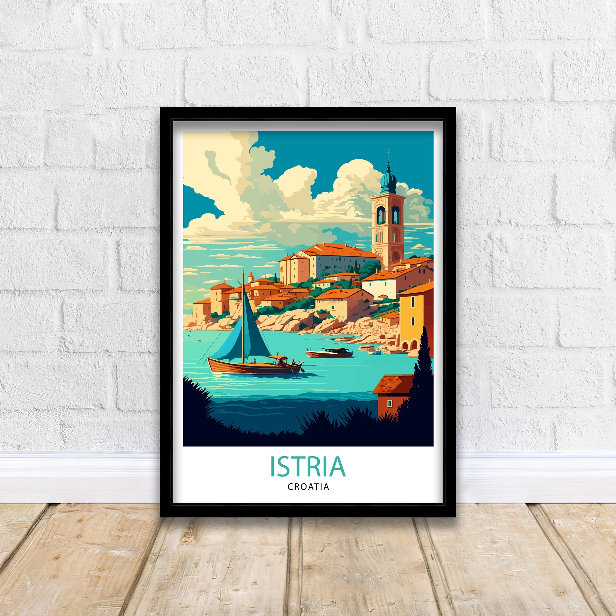 Istria Croatia Travel Poster, Coastal Illustration