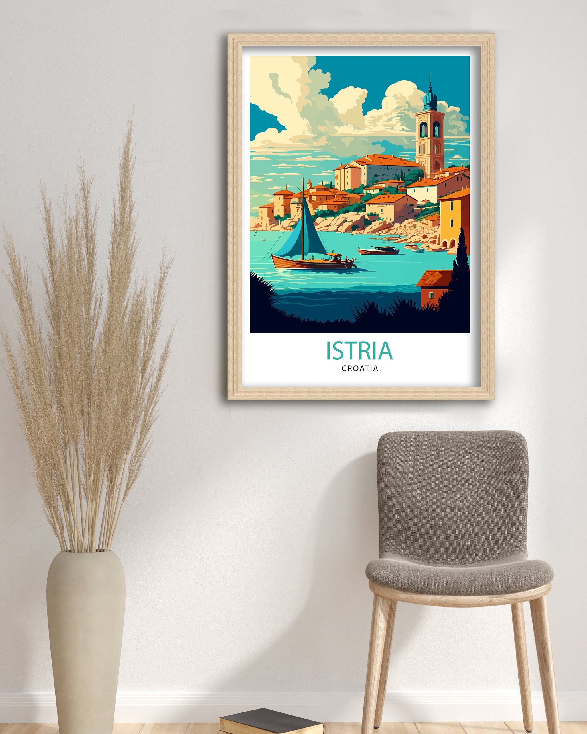 Istria Croatia Travel Poster, Coastal Illustration