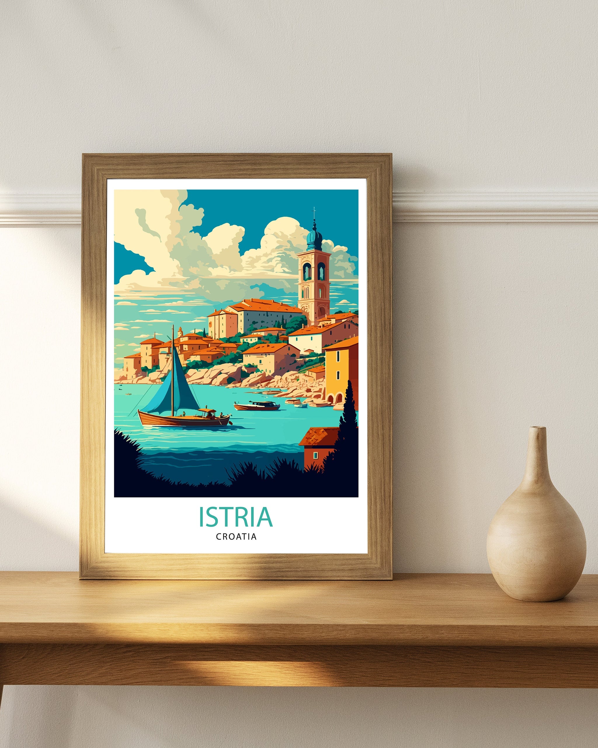 Istria Croatia Travel Poster, Coastal Illustration
