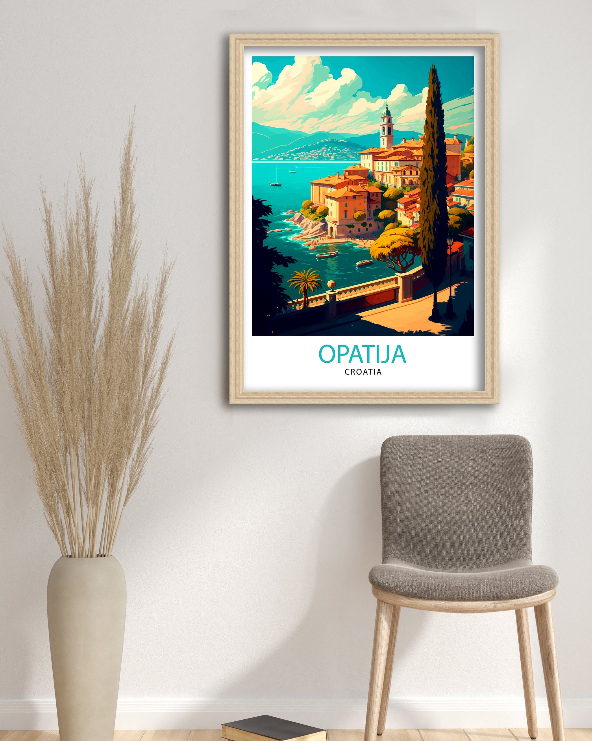 Opatija Croatia Travel Poster, Adriatic Seaside Art Print