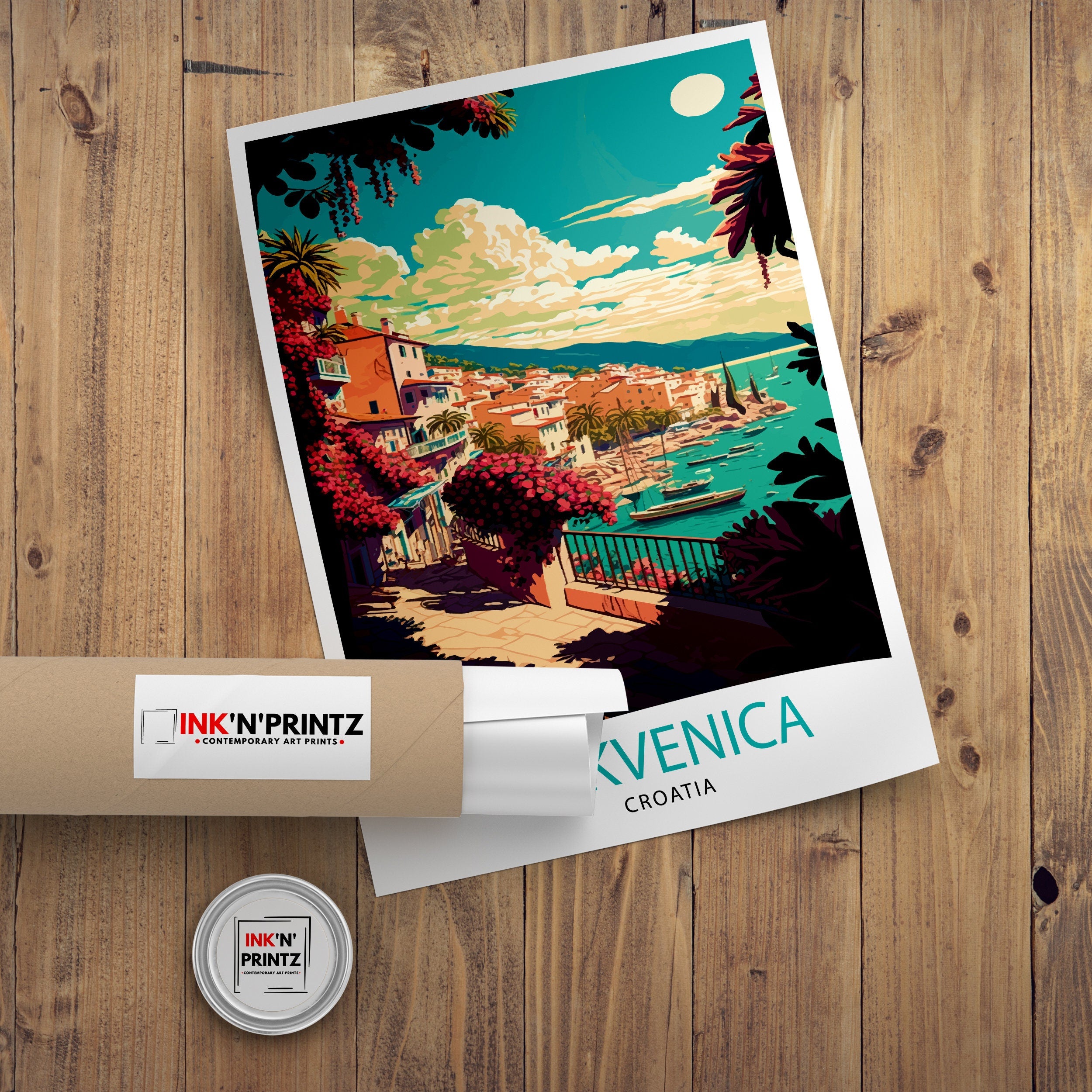 Crikvenica Croatia Travel Poster, Coastal Illustration Print