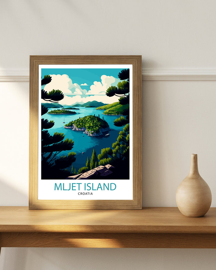 Mljet Croatia Travel Poster Mljet Wall Art Mljet Home Decor Mljet Illustration, Mljet Travel Poster Croatia Poster Croatia Wall Art Croatia