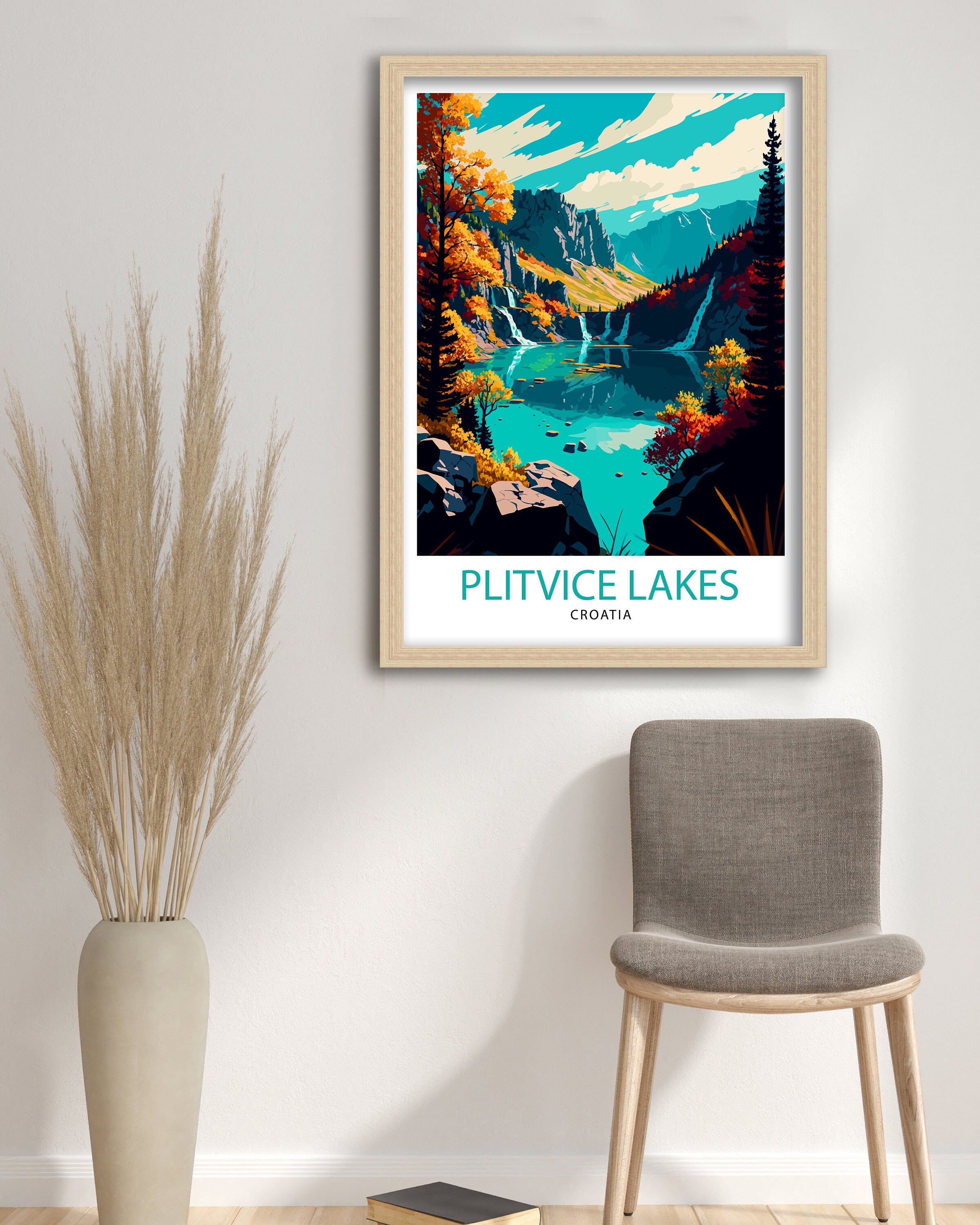 Plitvice Lakes National Park Travel Print Wall Decor Home Living Room Art Croatia Travel Poster Gift for Travelers Plitvice Lakes
