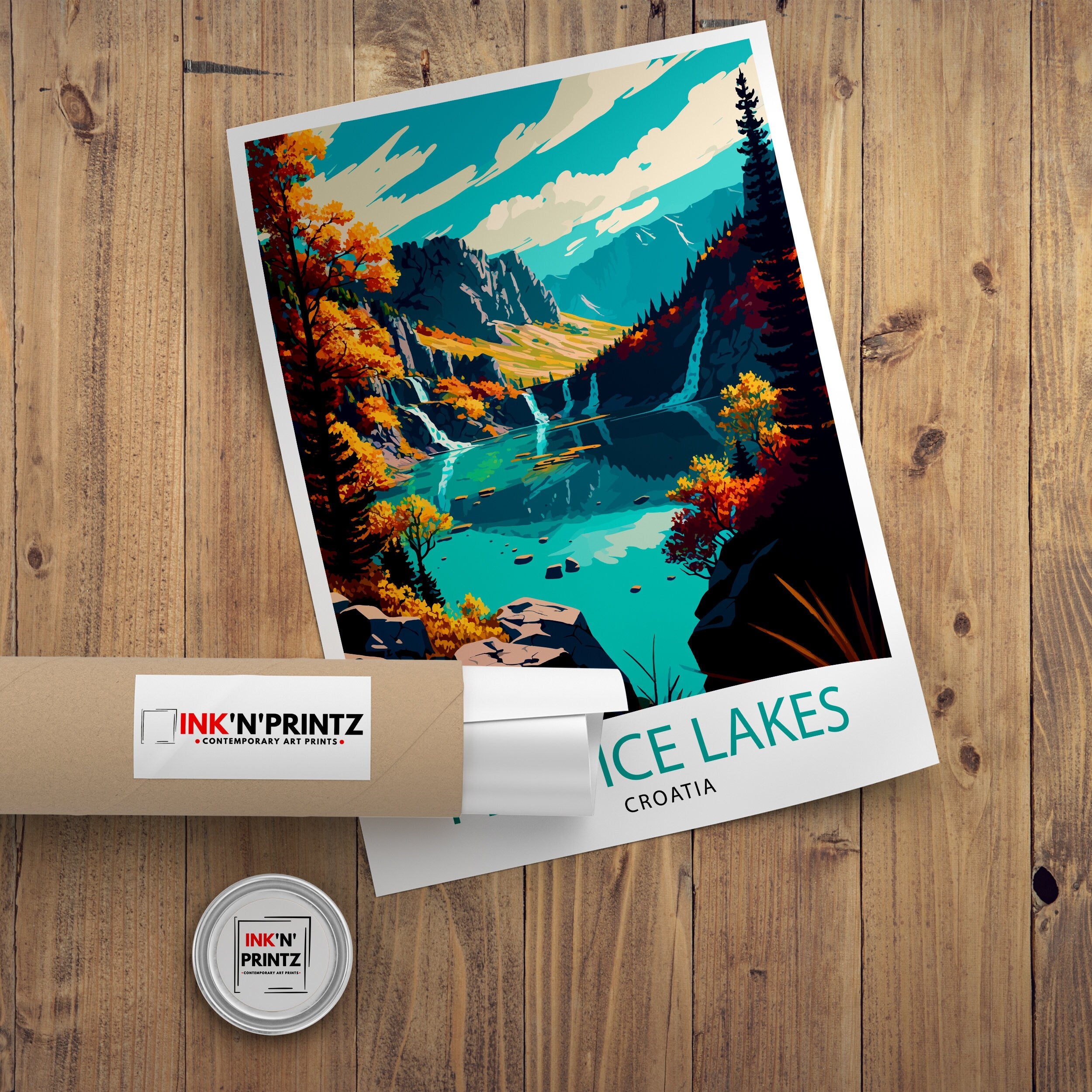 Plitvice Lakes National Park Travel Print Wall Decor Home Living Room Art Croatia Travel Poster Gift for Travelers Plitvice Lakes