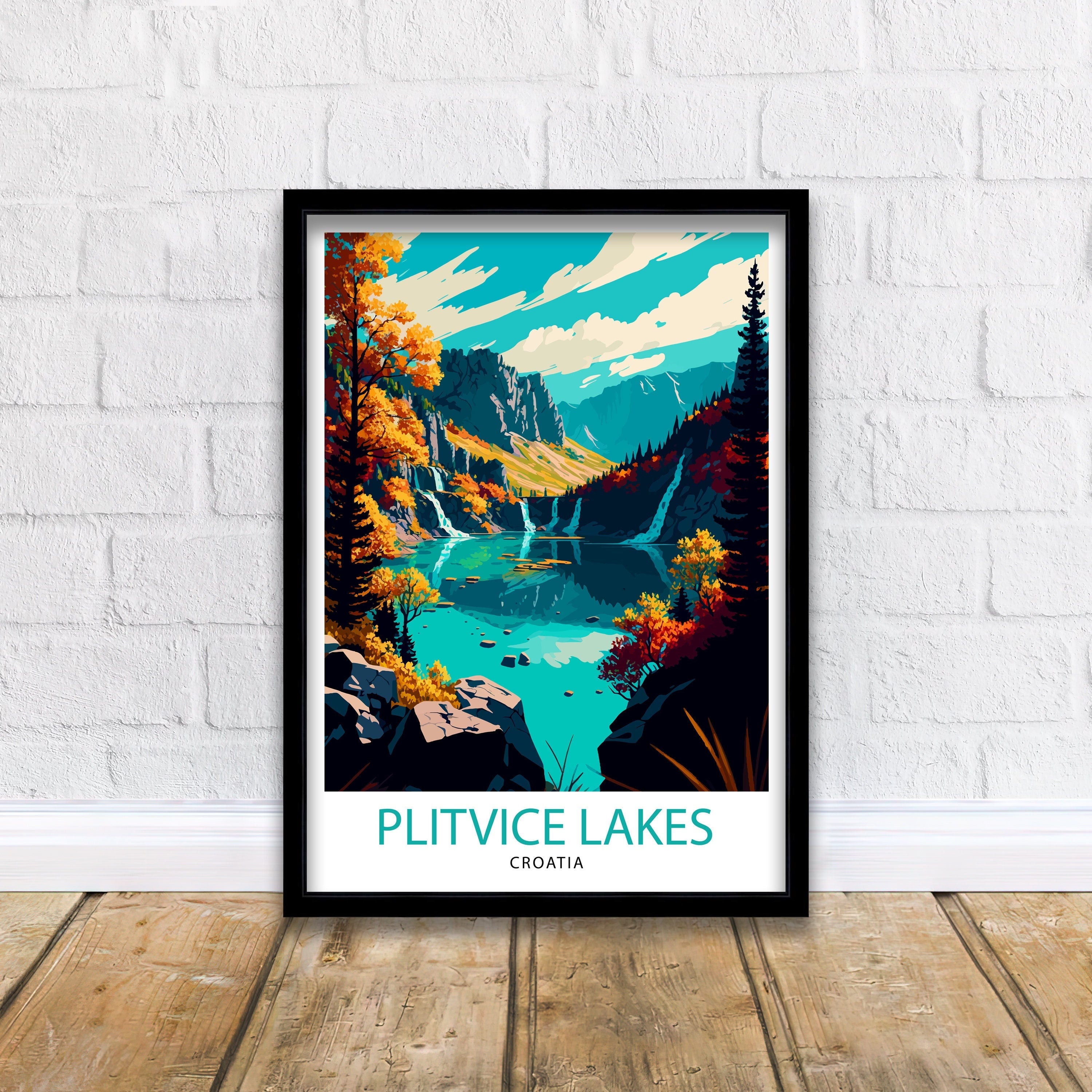 Plitvice Lakes National Park Travel Print Wall Decor Home Living Room Art Croatia Travel Poster Gift for Travelers Plitvice Lakes