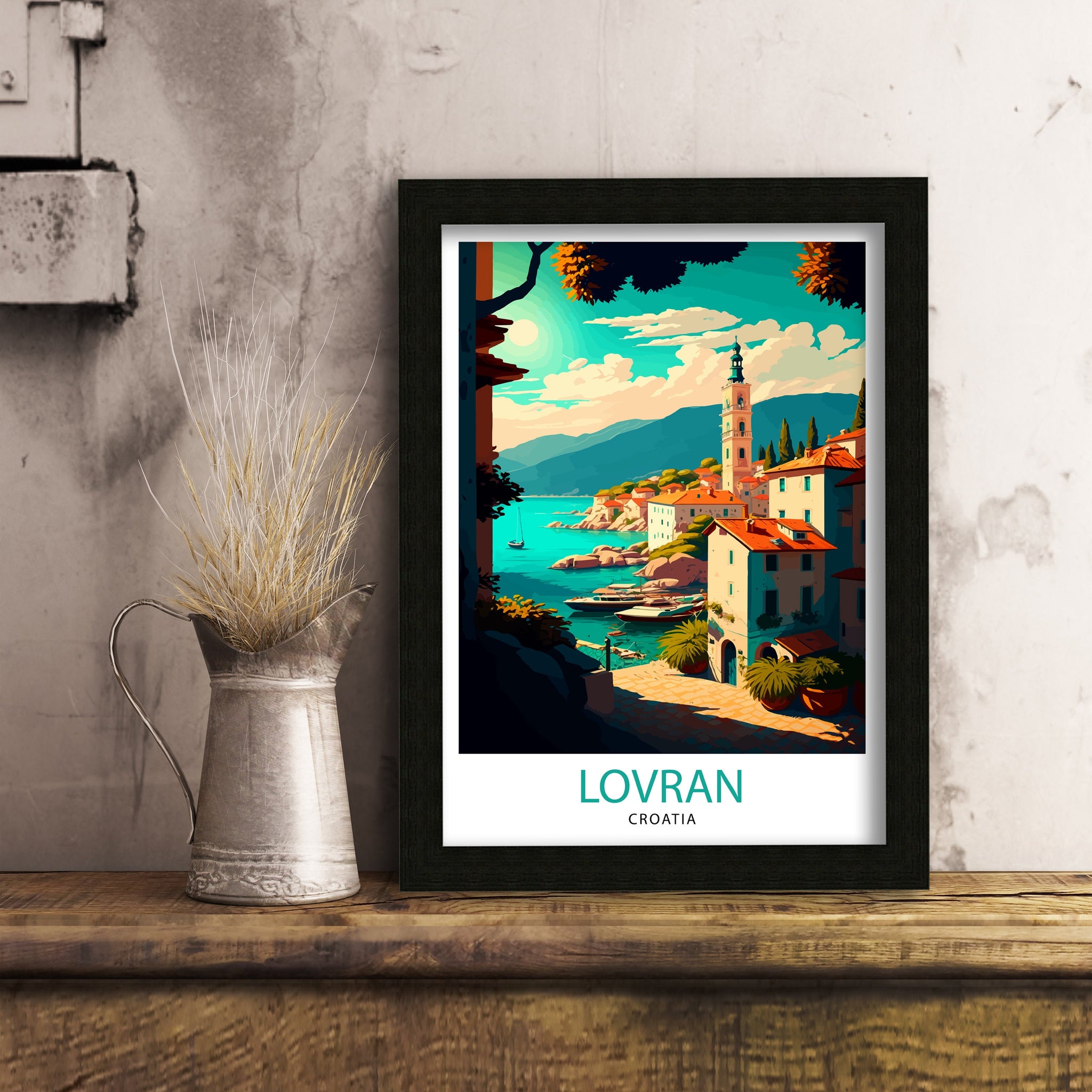 Lovran Croatia Art Print | Coastal Travel Poster