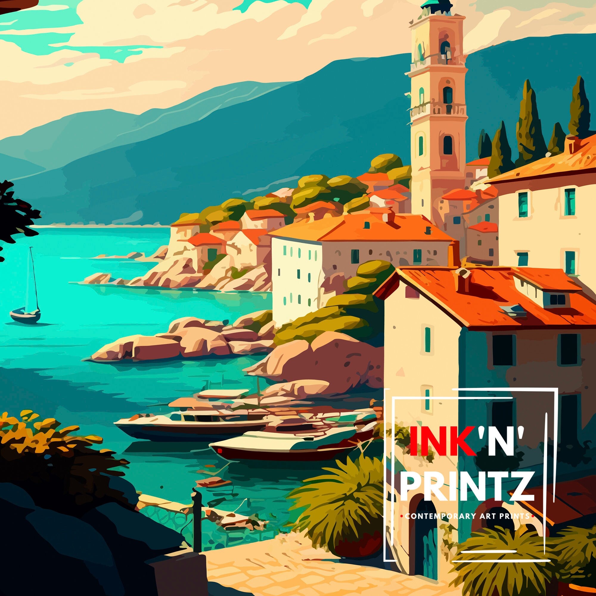Lovran Croatia Art Print | Coastal Travel Poster