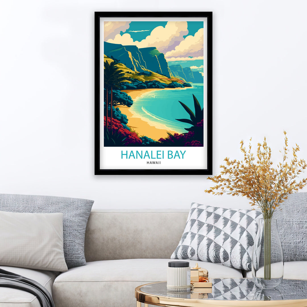 Hanalei Bay Hawaii Travel Poster