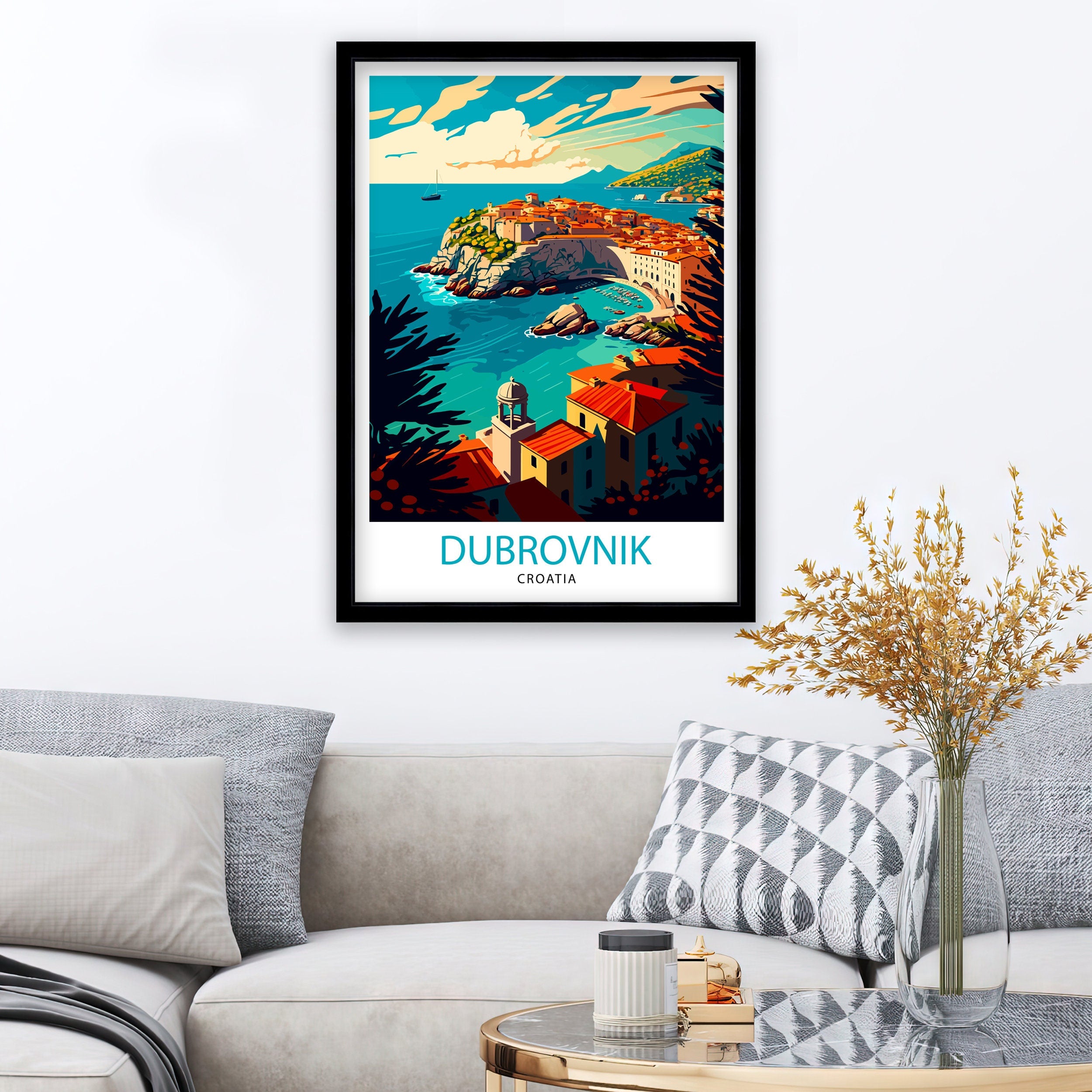 Dubrovnik Croatia Travel Print Dubrovnik Wall Decor Croatia Illustration Travel Poster Dubrovnik Gift Croatia Home Decor