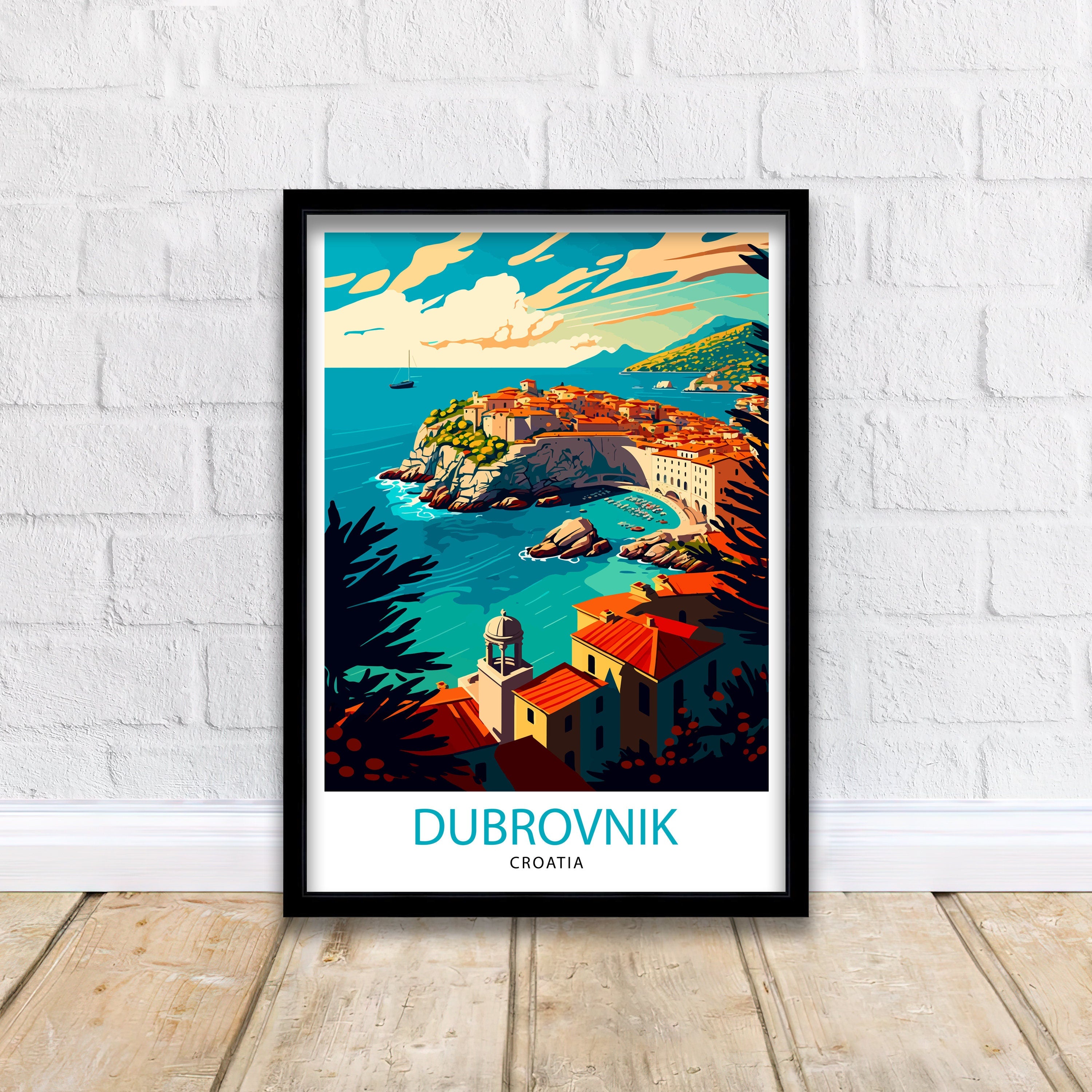 Dubrovnik Croatia Travel Print Dubrovnik Wall Decor Croatia Illustration Travel Poster Dubrovnik Gift Croatia Home Decor