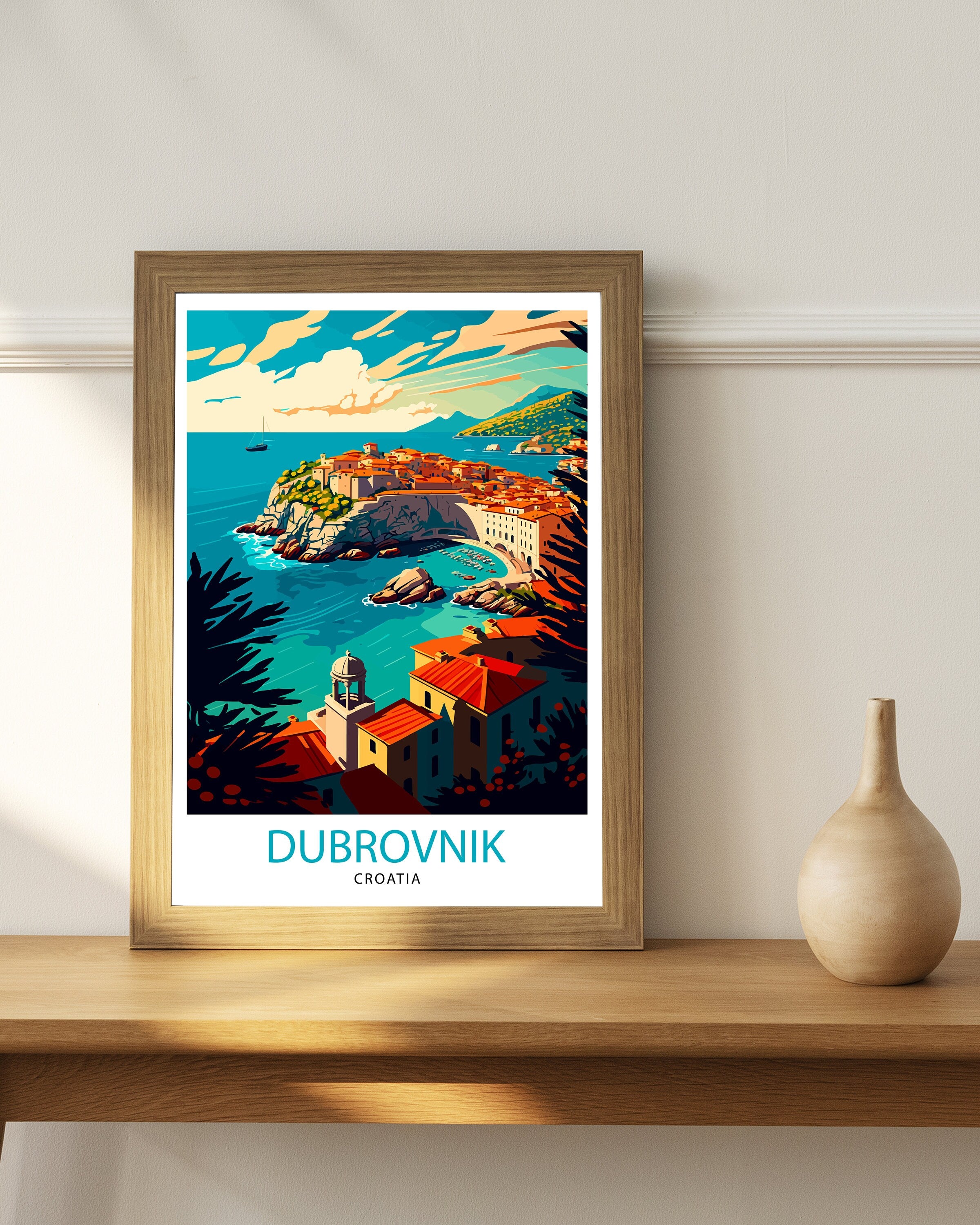 Dubrovnik Croatia Travel Print Dubrovnik Wall Decor Croatia Illustration Travel Poster Dubrovnik Gift Croatia Home Decor