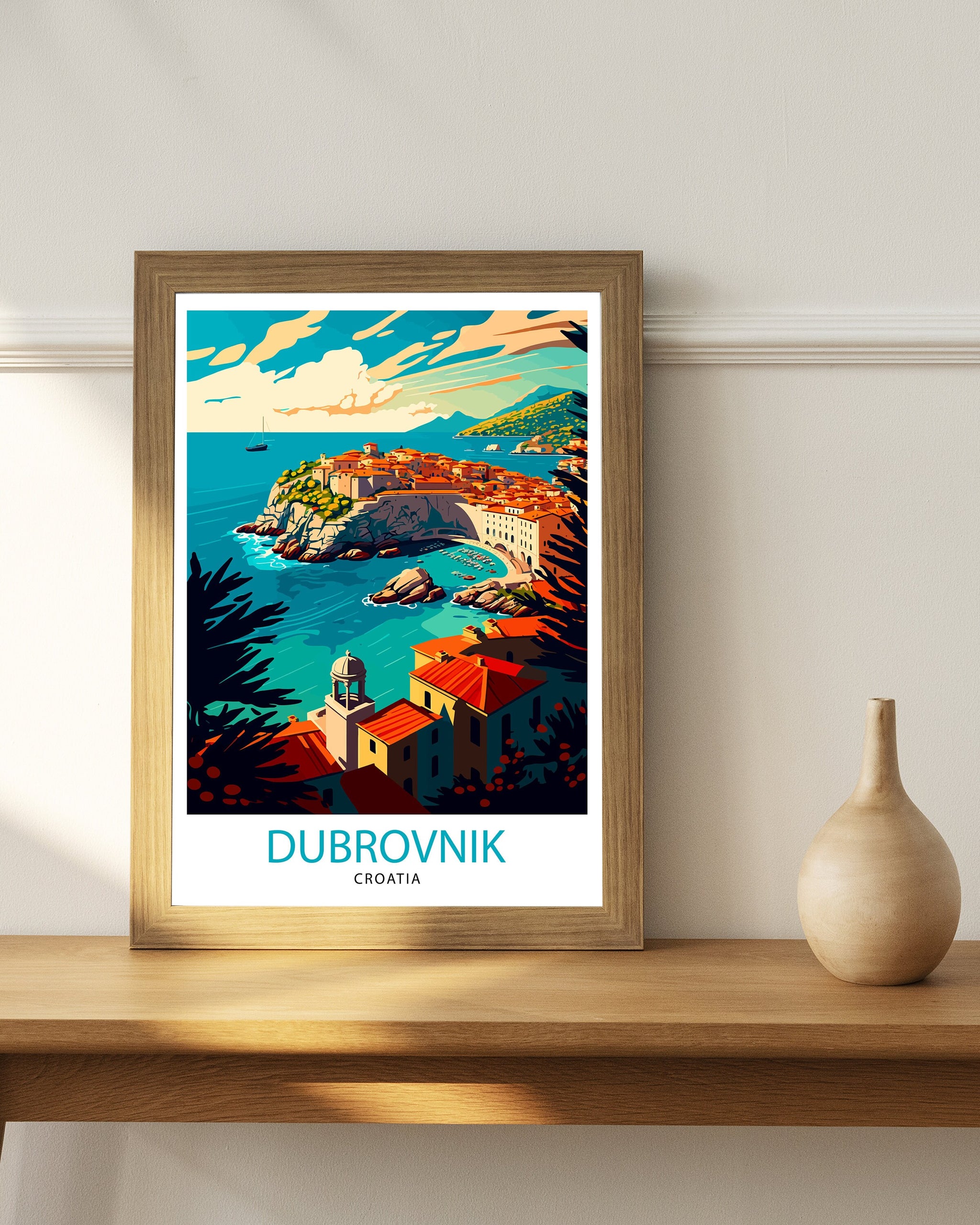 Dubrovnik Croatia Travel Print Dubrovnik Wall Decor Croatia Illustration Travel Poster Dubrovnik Gift Croatia Home Decor