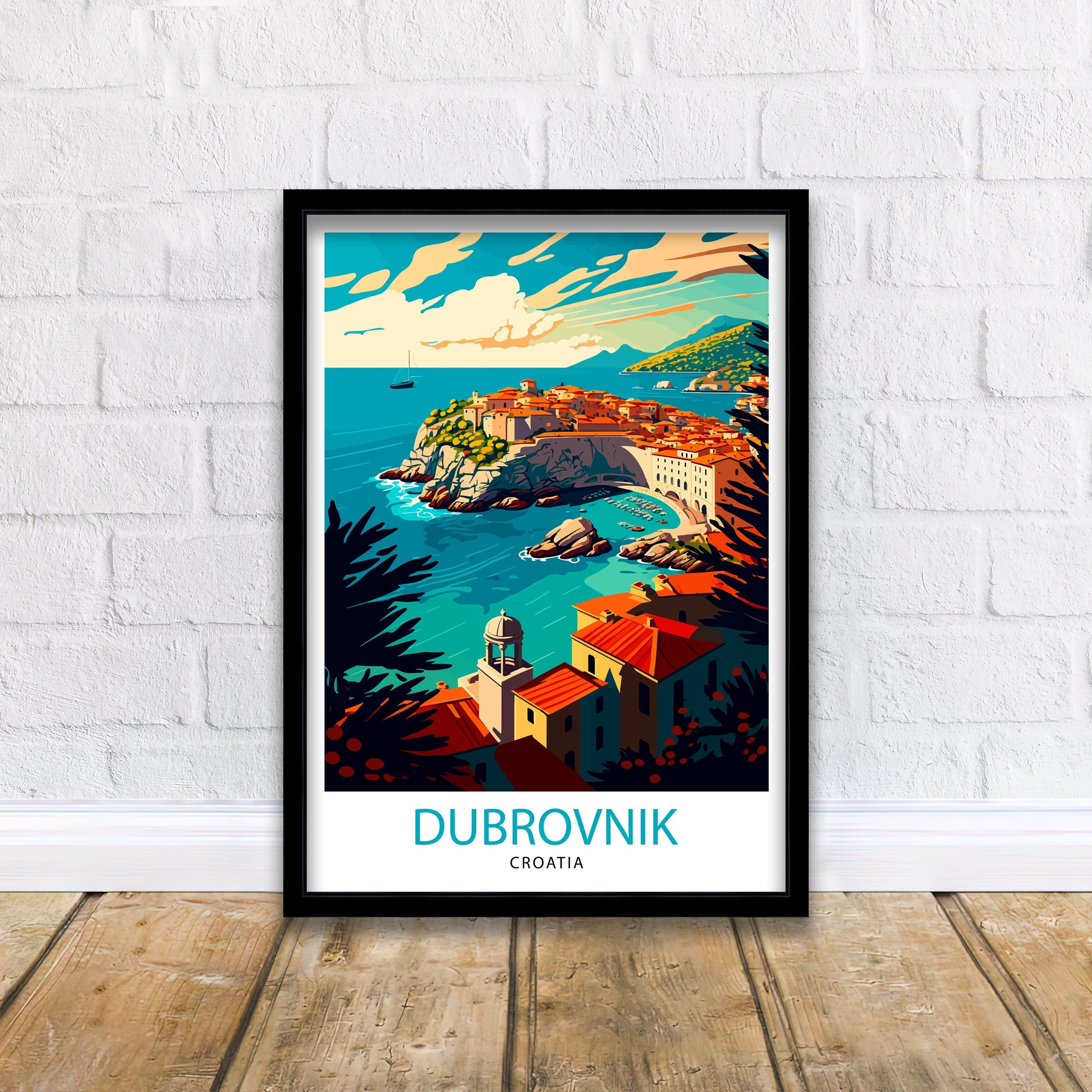 Dubrovnik Croatia Travel Print Dubrovnik Wall Decor Croatia Illustration Travel Poster Dubrovnik Gift Croatia Home Decor