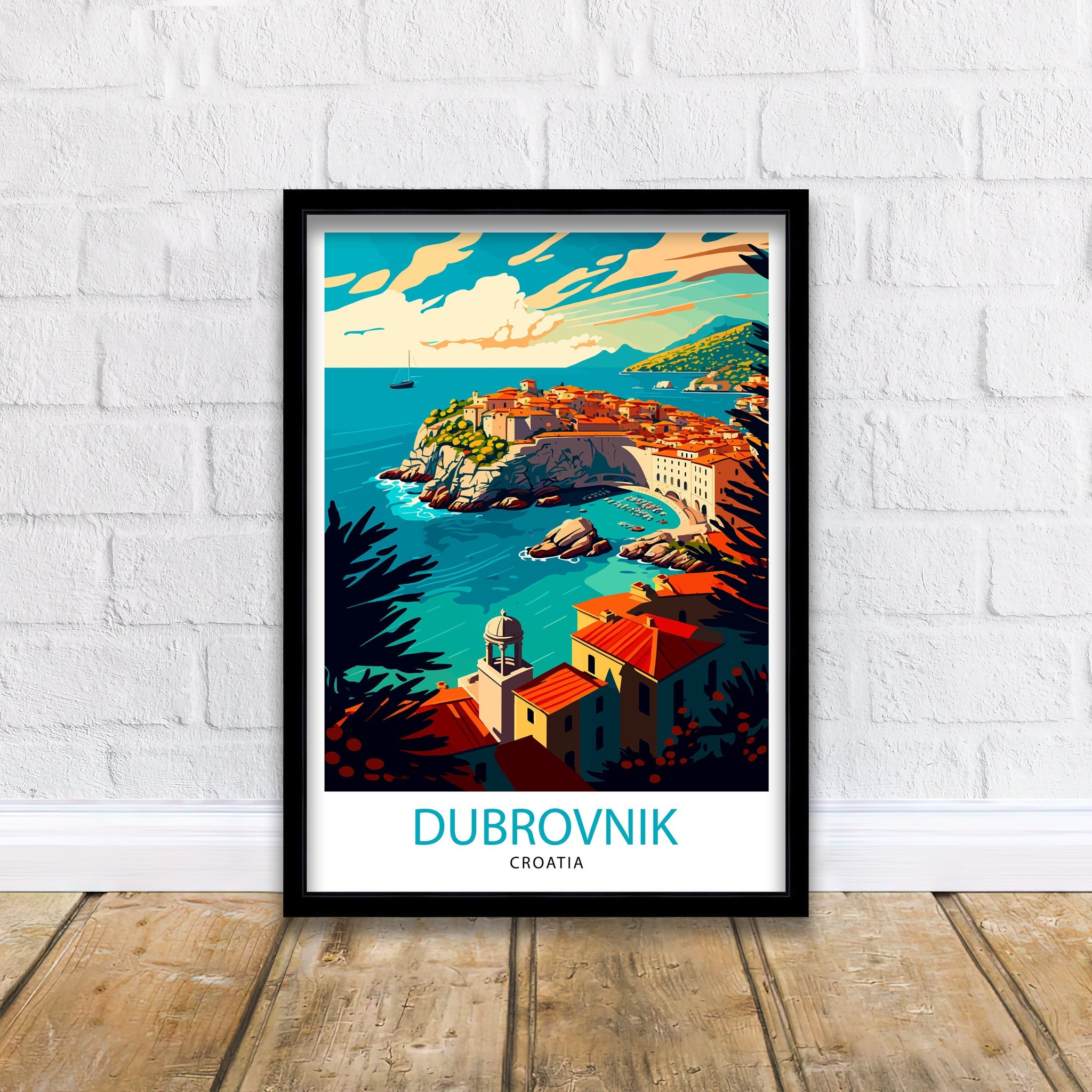 Dubrovnik Croatia Travel Print Dubrovnik Wall Decor Croatia Illustration Travel Poster Dubrovnik Gift Croatia Home Decor