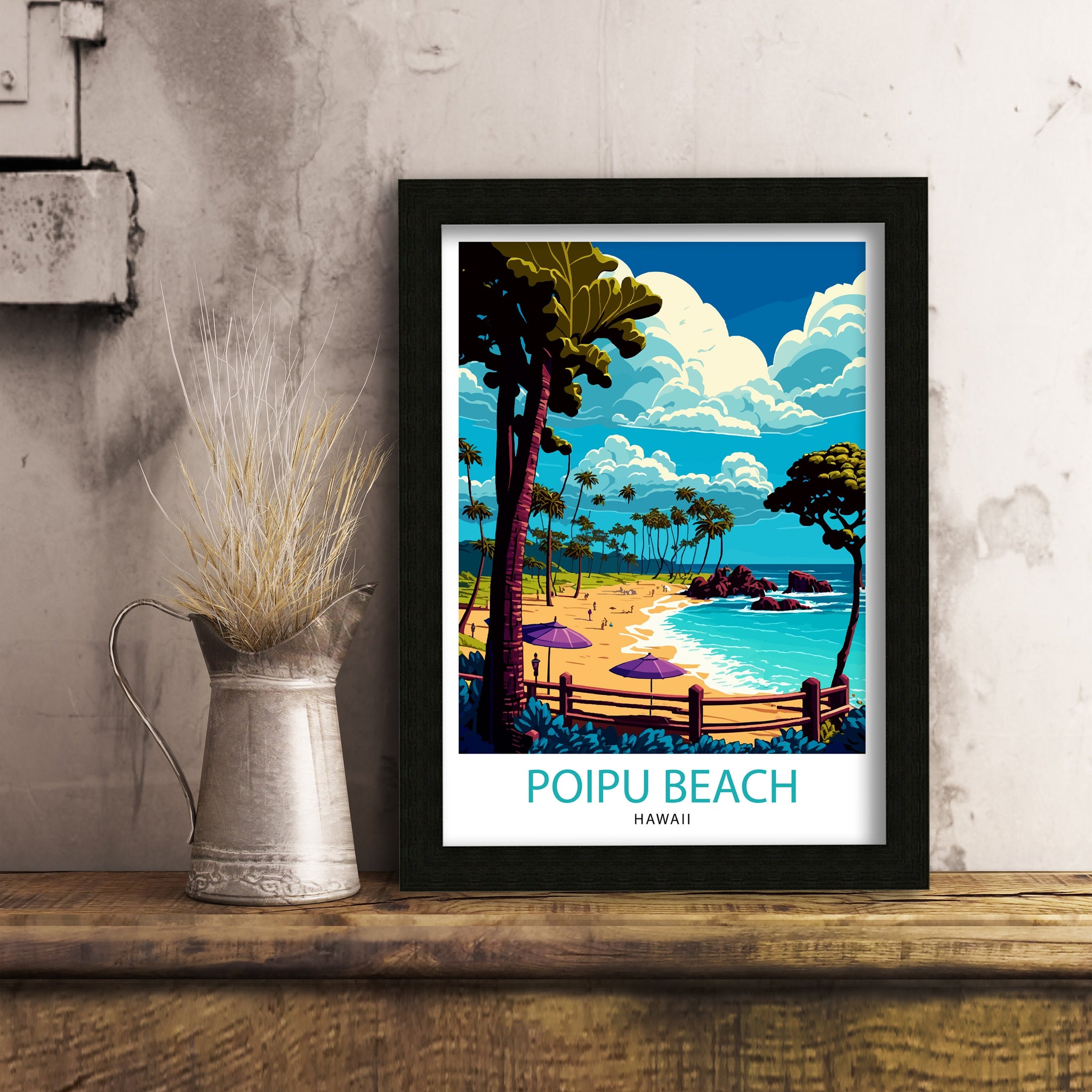 Poipu Croatia Travel Poster, Vibrant Home Decor