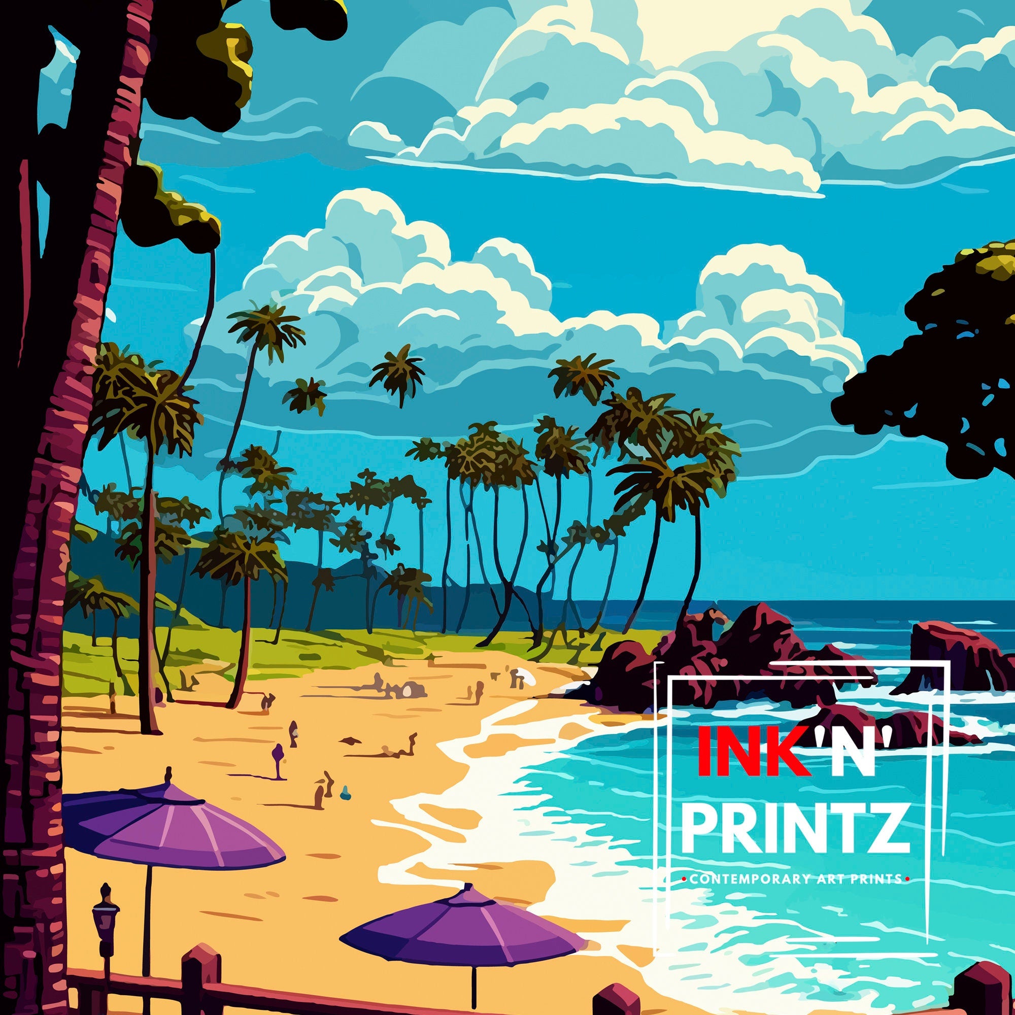 Poipu Croatia Travel Poster, Vibrant Home Decor