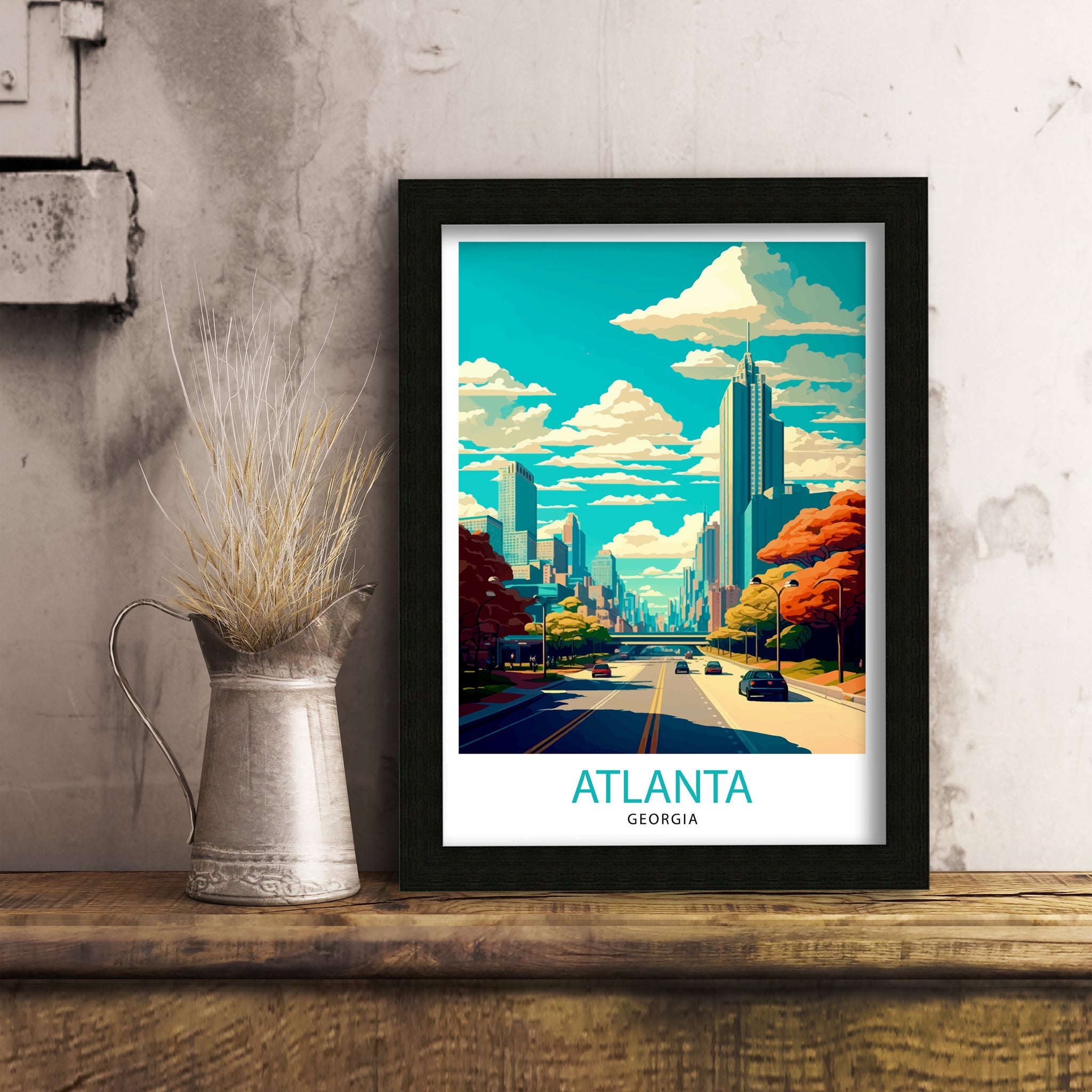 Atlanta Travel Print Atlanta Wall Decor Atlanta Home Living Decor Atlanta Illustration Travel Poster Gift for Atlanta Georgia Home Decor