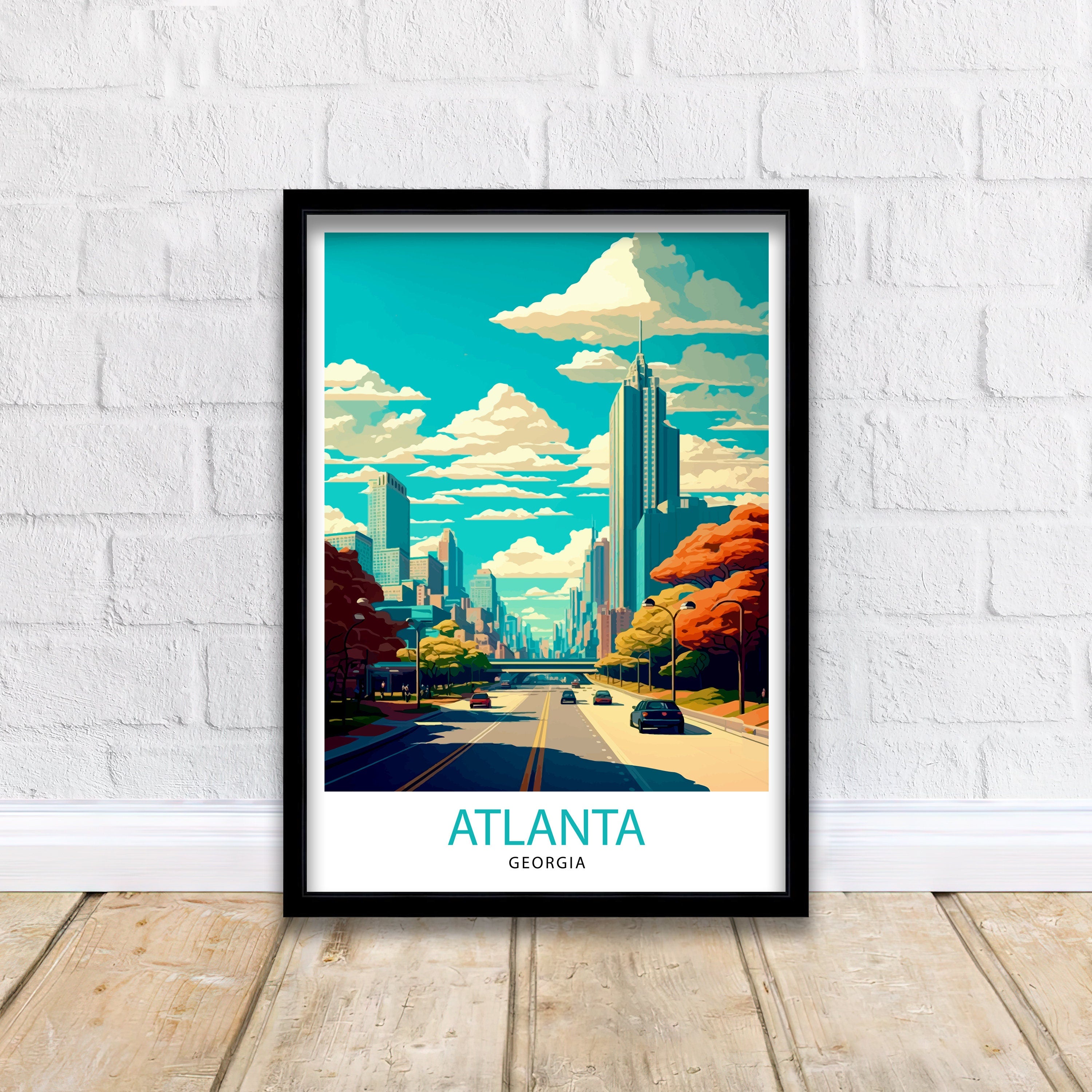 Atlanta Travel Print Atlanta Wall Decor Atlanta Home Living Decor Atlanta Illustration Travel Poster Gift for Atlanta Georgia Home Decor