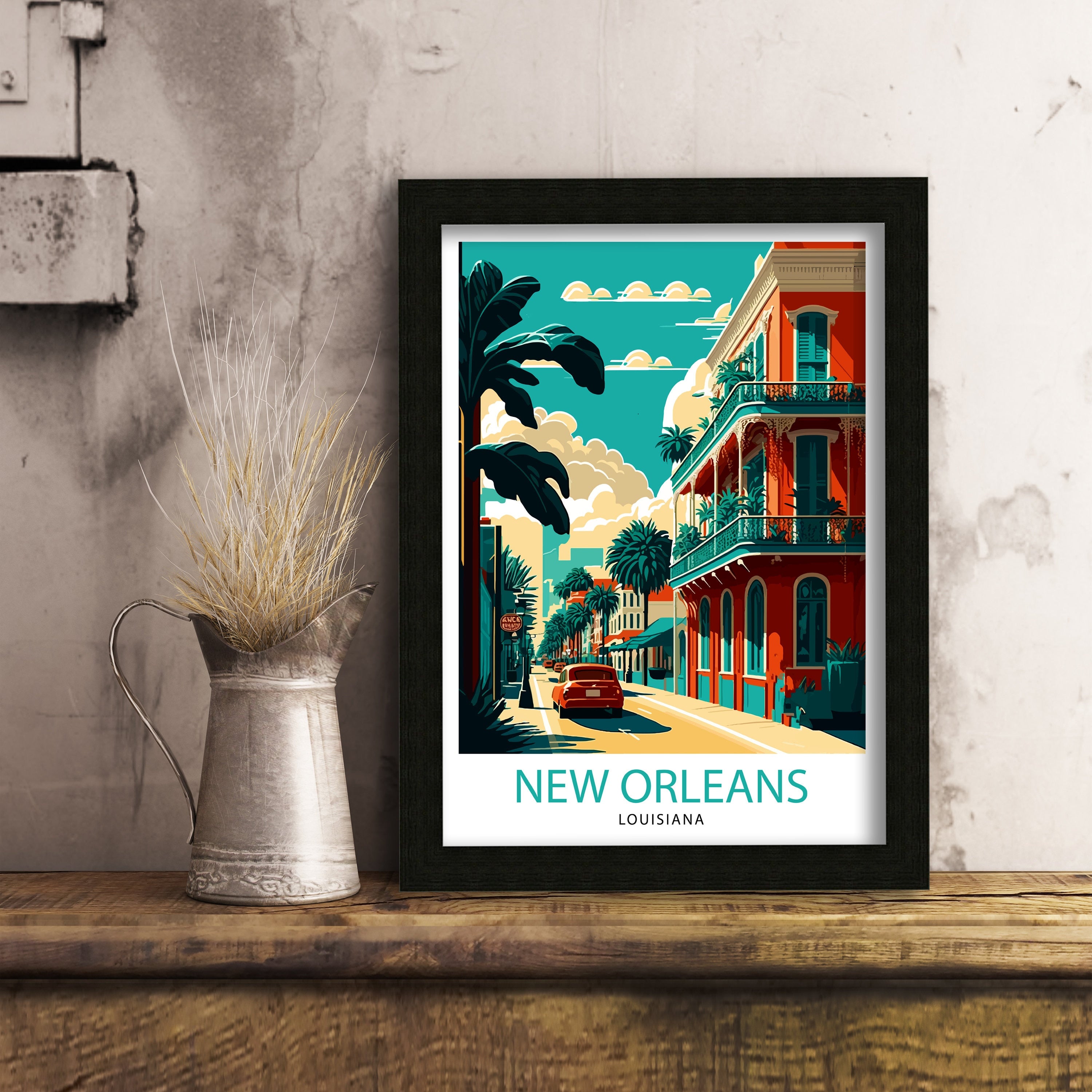 New Orleans Travel Print| New Orleans Wall Decor New Orleans Home Living Decor New Orleans Illustration Travel Poster Gift For New Orleans