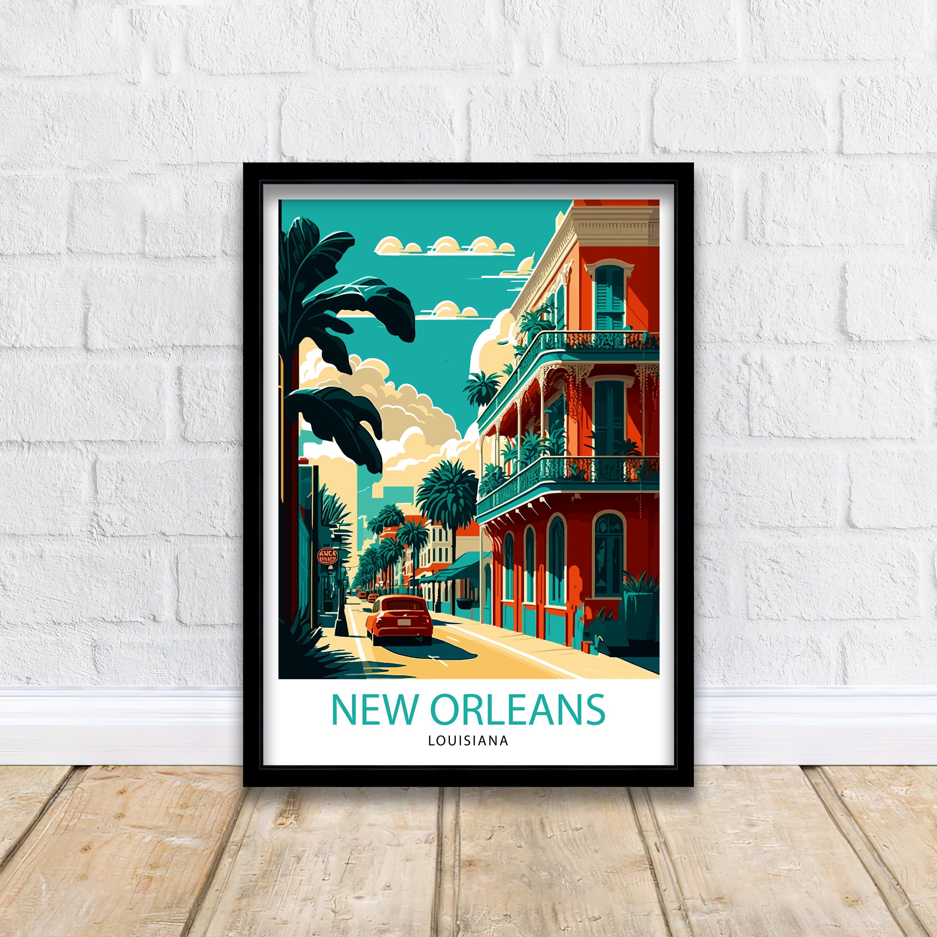 New Orleans Travel Print| New Orleans Wall Decor New Orleans Home Living Decor New Orleans Illustration Travel Poster Gift For New Orleans