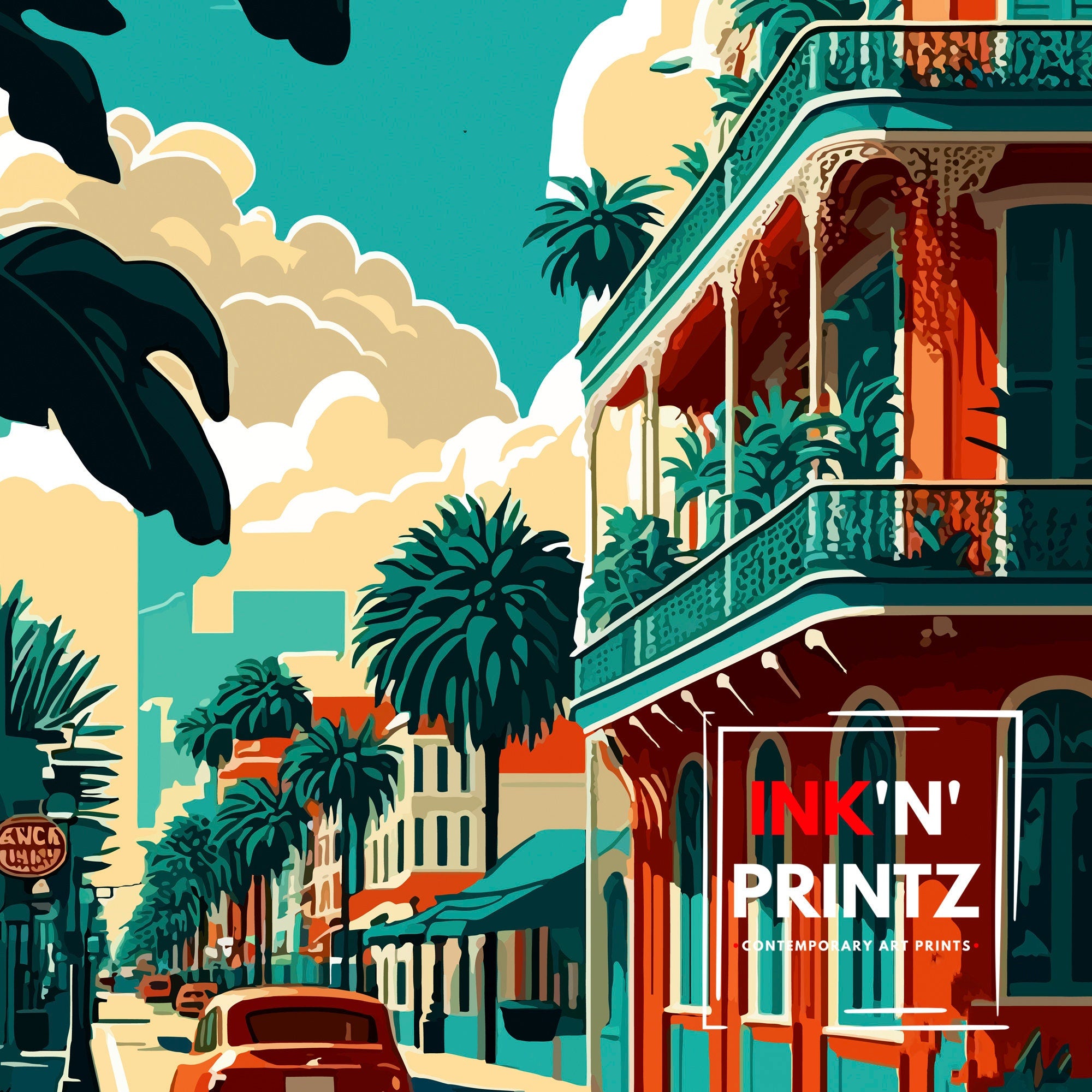 New Orleans Travel Print| New Orleans Wall Decor New Orleans Home Living Decor New Orleans Illustration Travel Poster Gift For New Orleans