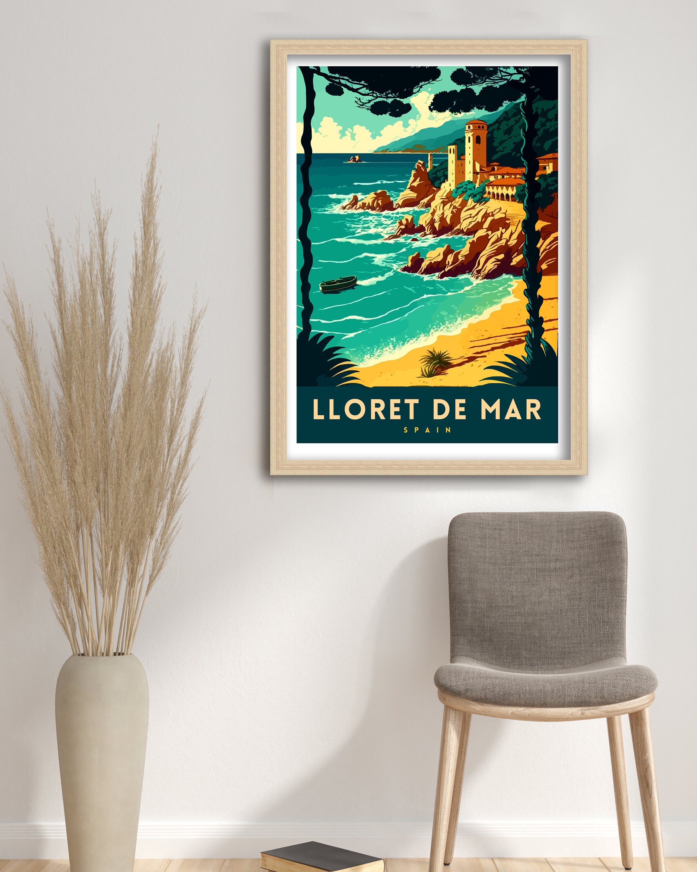 Lloret de Mar Spain Travel Poster, Coastal Illustration