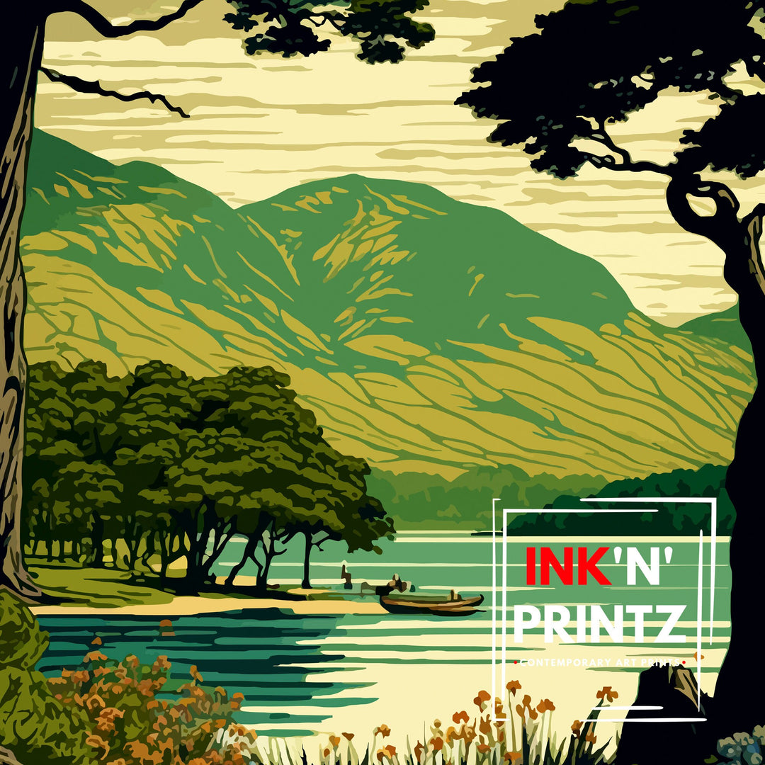 Derwentwater Lake District Travel Poster