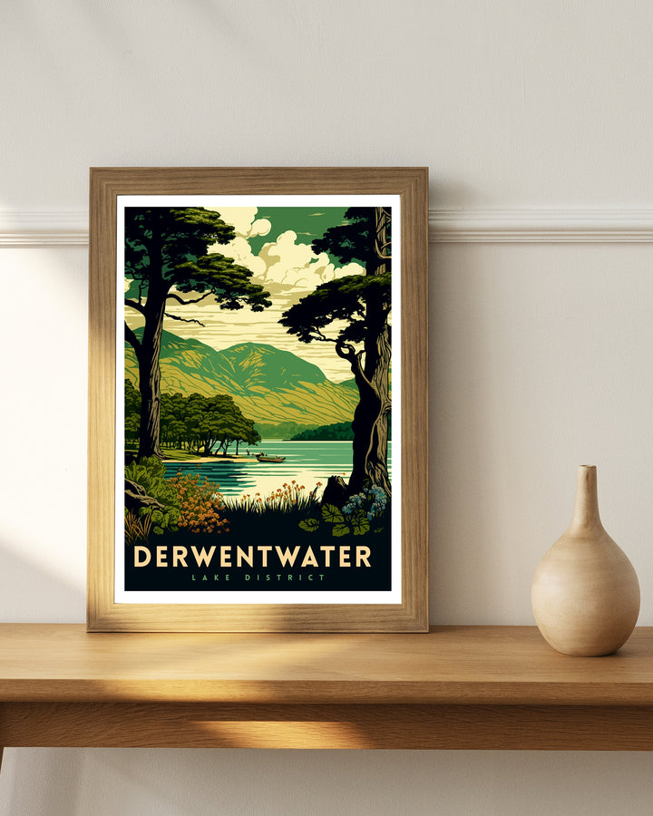 Derwentwater Lake District Travel Poster