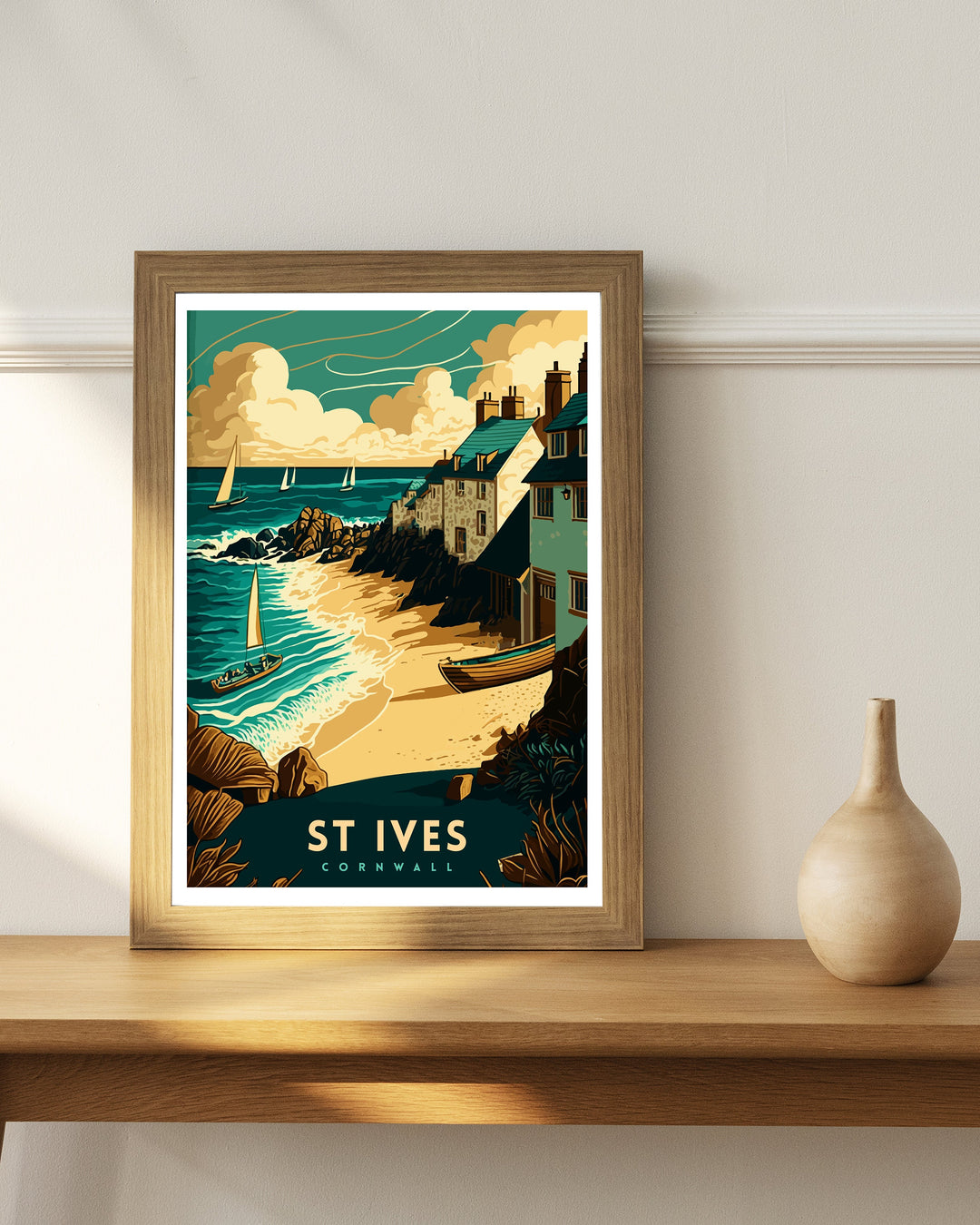 St Ives Cornwall Travel Poster Cornwall Wall Art St Ives Home Decor Cornwall Illustration Travel Poster Gift for St Ives Lover, Cornwall