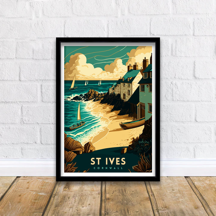 St Ives Cornwall Travel Poster Cornwall Wall Art St Ives Home Decor Cornwall Illustration Travel Poster Gift for St Ives Lover, Cornwall