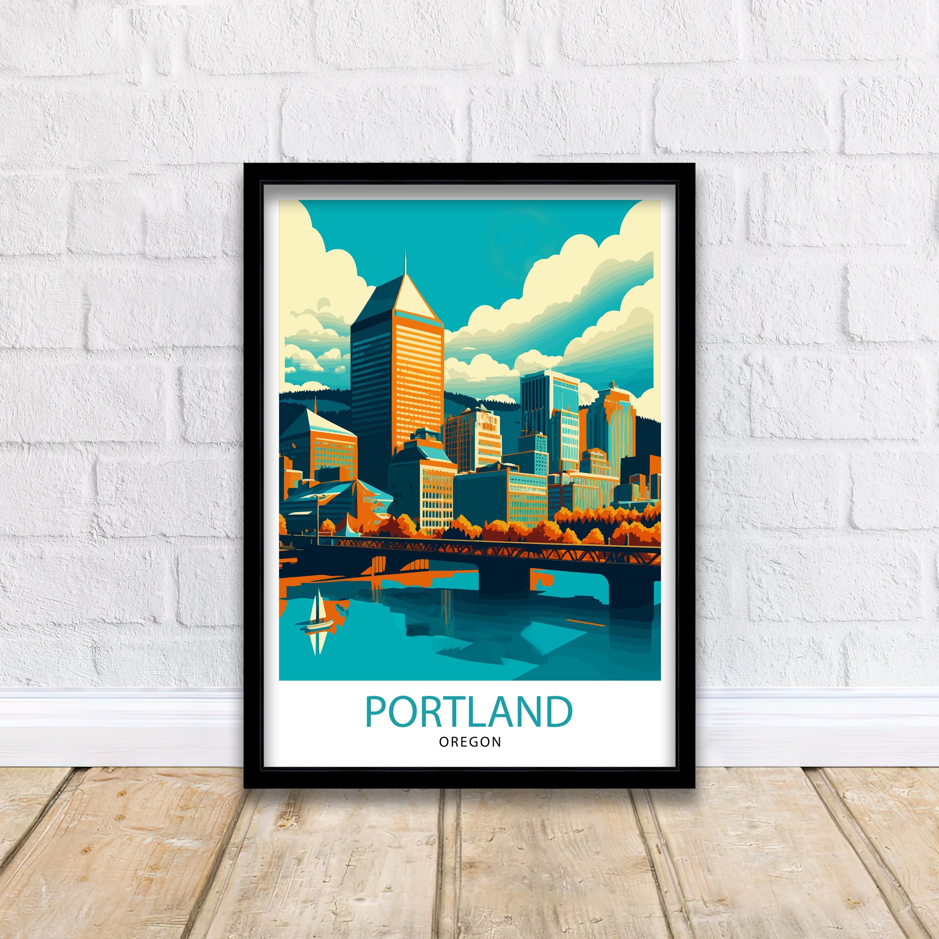 Portland Oregon Travel Print| Portland Wall Decor Portland Home Living Decor Portland Oregon Illustration Travel Poster Gift for Portland
