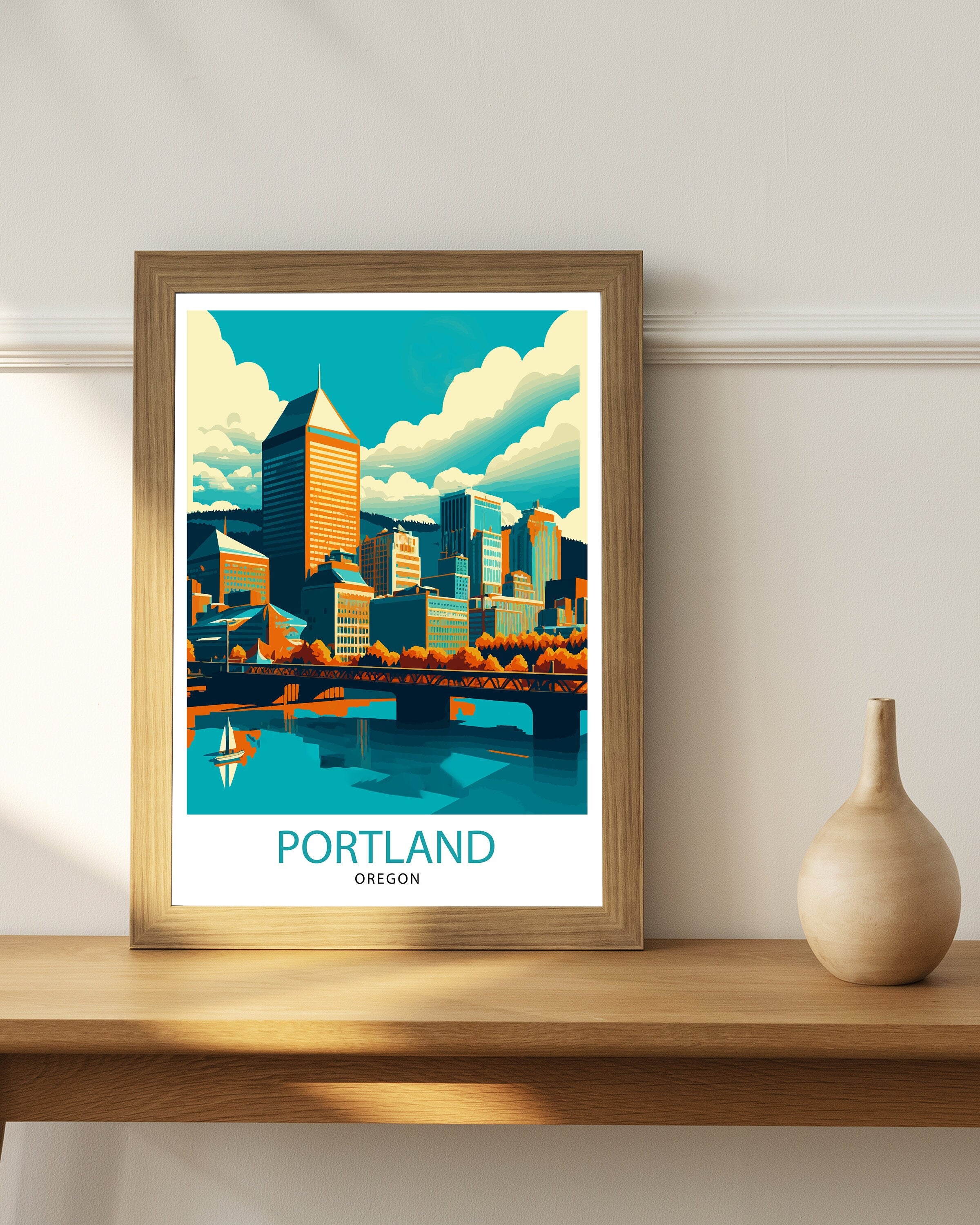 Portland Oregon Travel Print| Portland Wall Decor Portland Home Living Decor Portland Oregon Illustration Travel Poster Gift for Portland