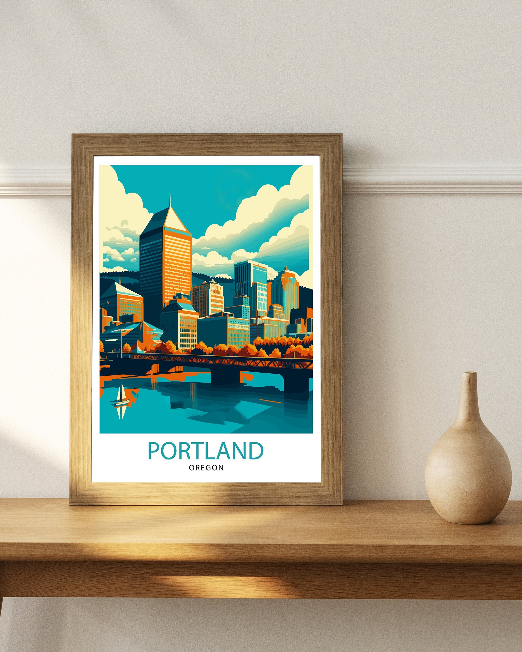 Portland Oregon Travel Print| Portland Wall Decor Portland Home Living Decor Portland Oregon Illustration Travel Poster Gift for Portland