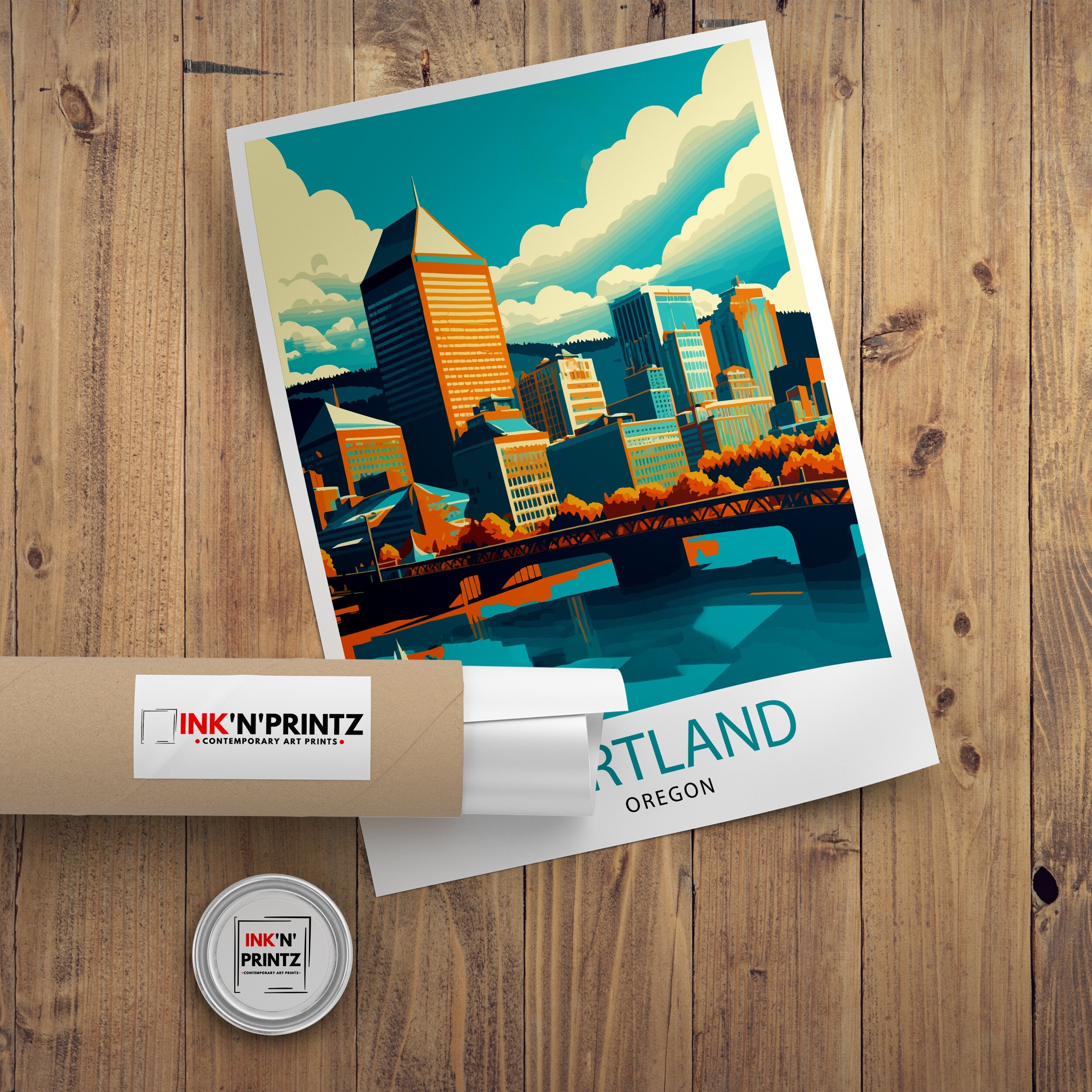 Portland Oregon Travel Print| Portland Wall Decor Portland Home Living Decor Portland Oregon Illustration Travel Poster Gift for Portland