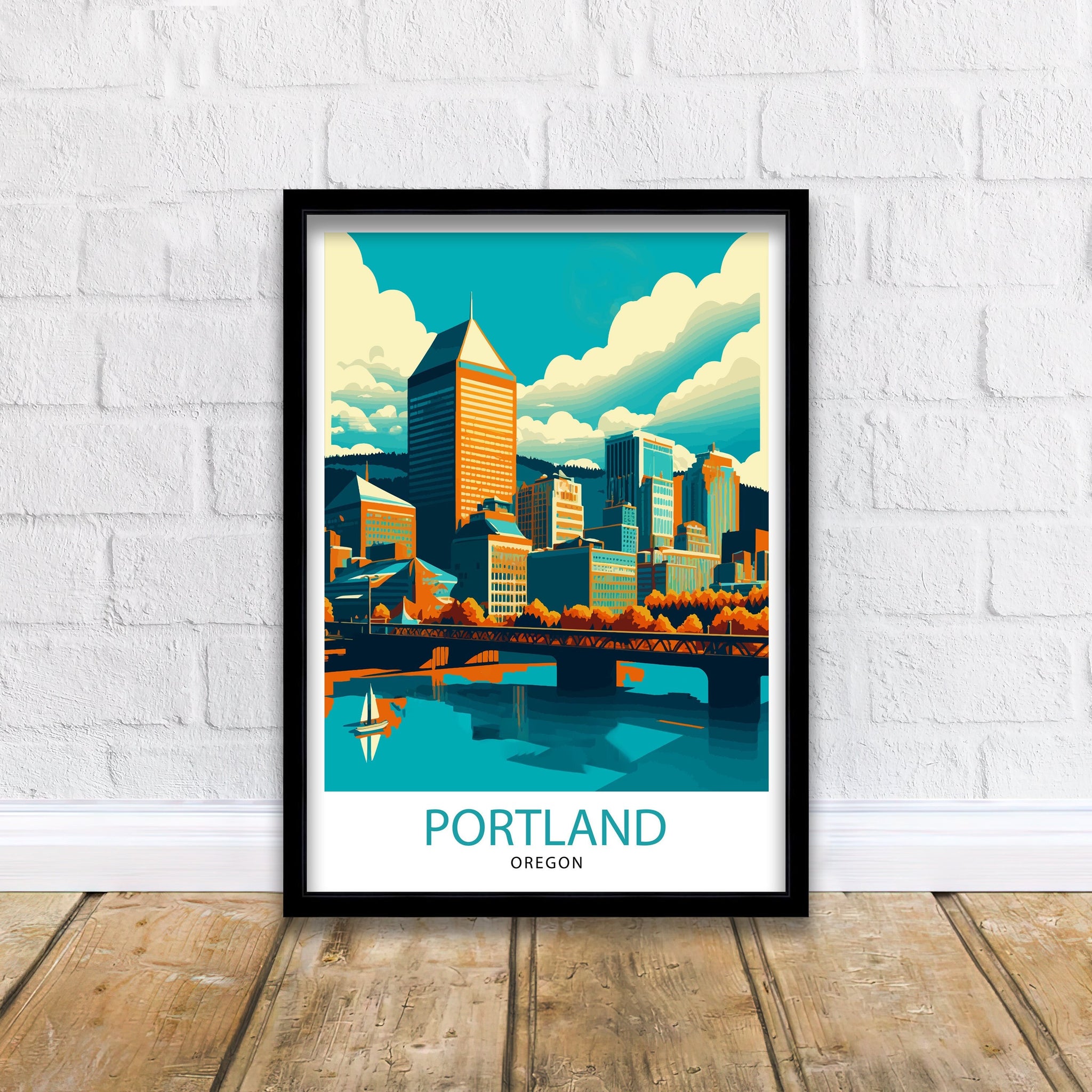 Portland Oregon Travel Print| Portland Wall Decor Portland Home Living Decor Portland Oregon Illustration Travel Poster Gift for Portland
