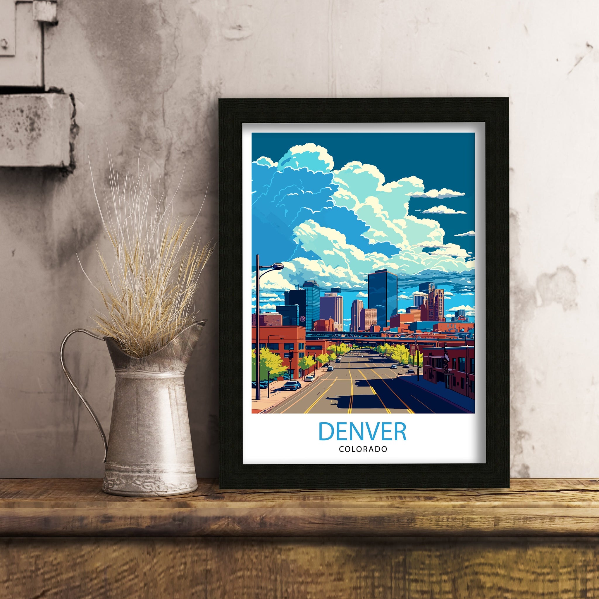 Denver Colorado Travel Print| Denver Wall Art Colorado Travel Poster Denver Illustration Denver Home Decor Colorado Art Print