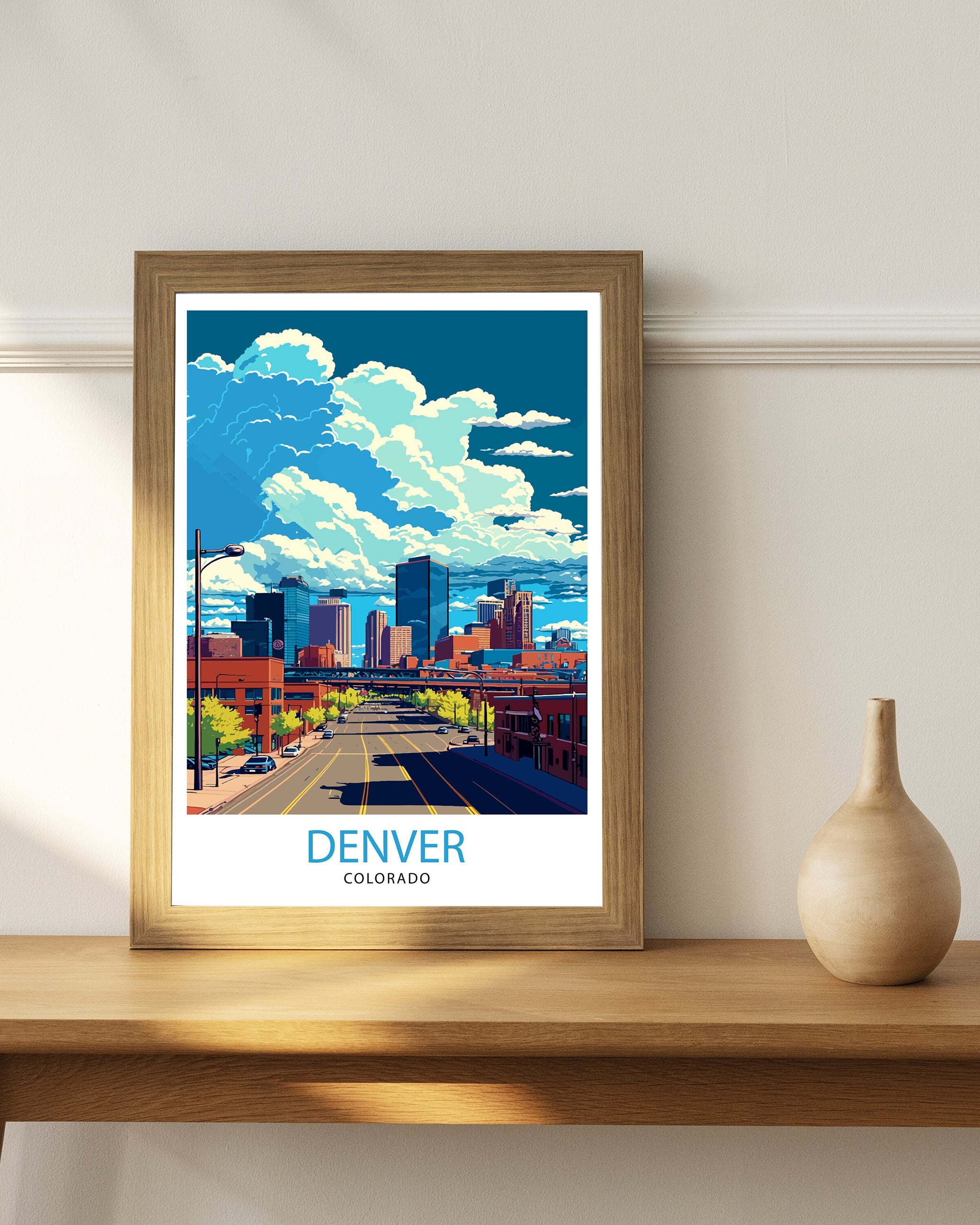 Denver Colorado Travel Print| Denver Wall Art Colorado Travel Poster Denver Illustration Denver Home Decor Colorado Art Print