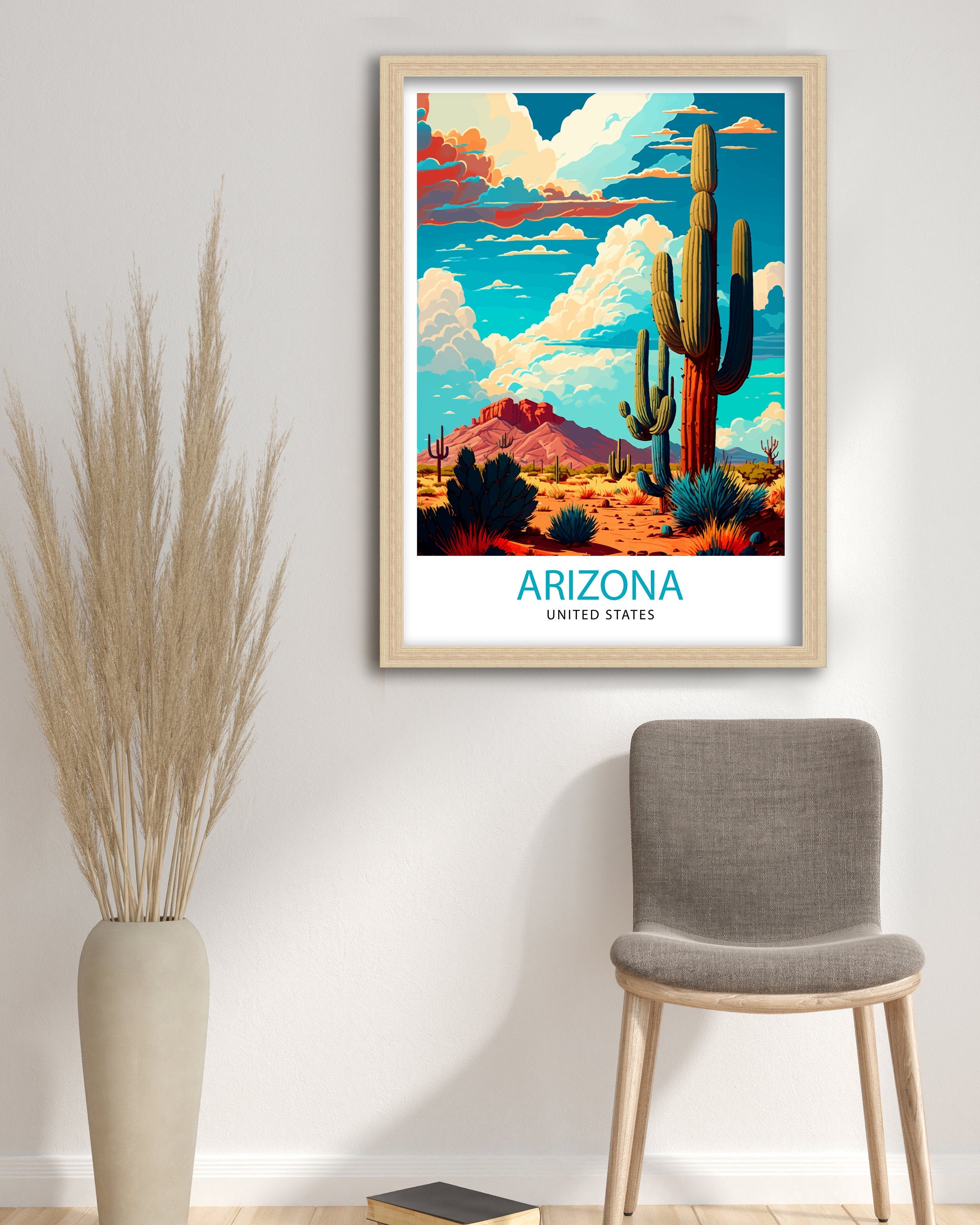 Arizona Travel Print Arizona Wall Art Arizona Home Decor Arizona Travel Poster Arizona Illustration Gift for Arizona Lover Arizona Art Print