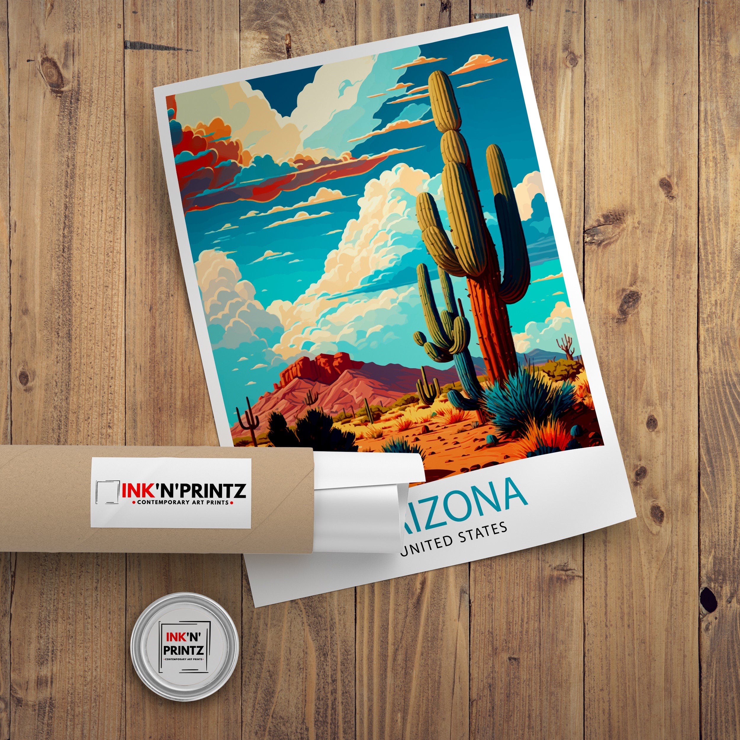 Arizona Travel Print Arizona Wall Art Arizona Home Decor Arizona Travel Poster Arizona Illustration Gift for Arizona Lover Arizona Art Print