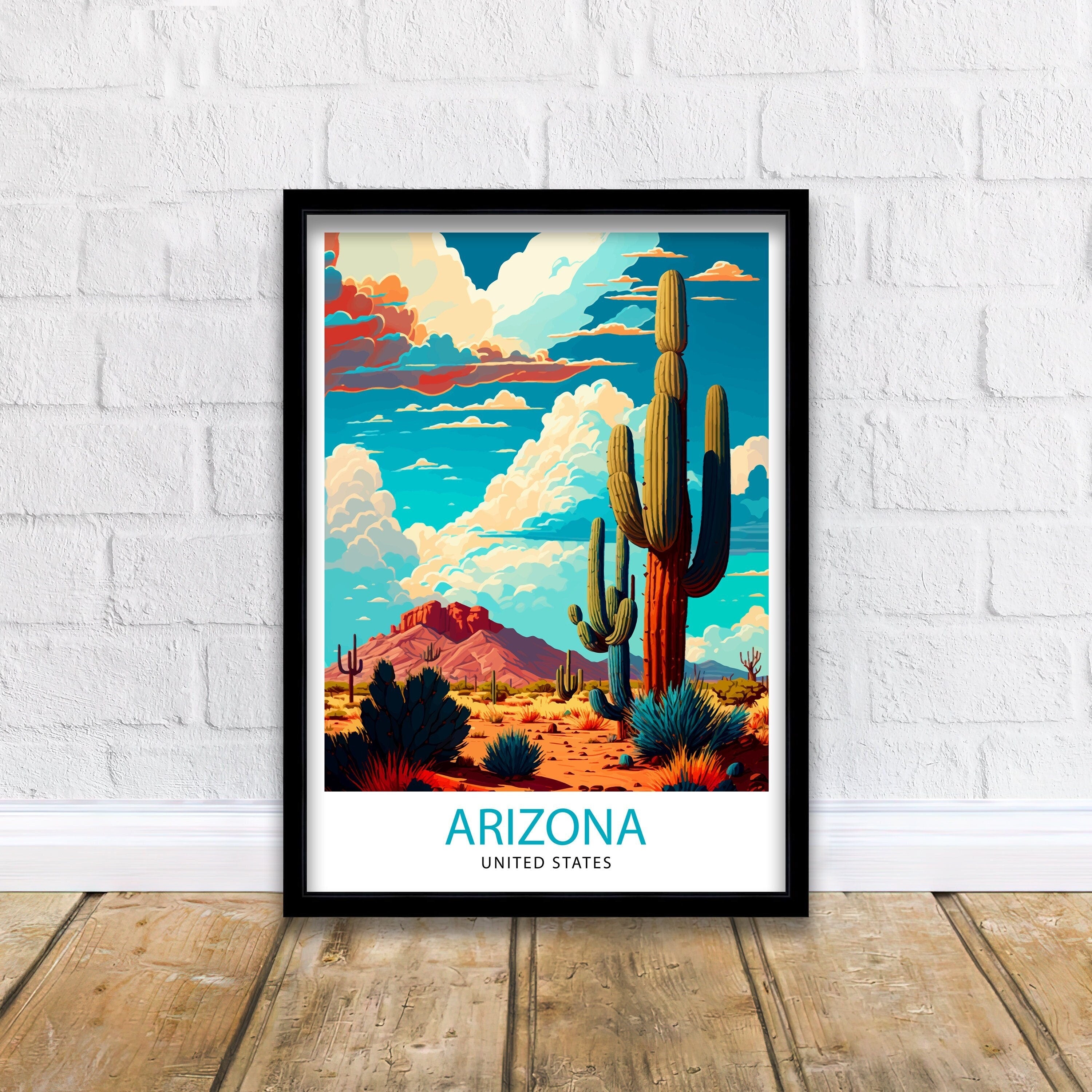 Arizona Travel Print Arizona Wall Art Arizona Home Decor Arizona Travel Poster Arizona Illustration Gift for Arizona Lover Arizona Art Print