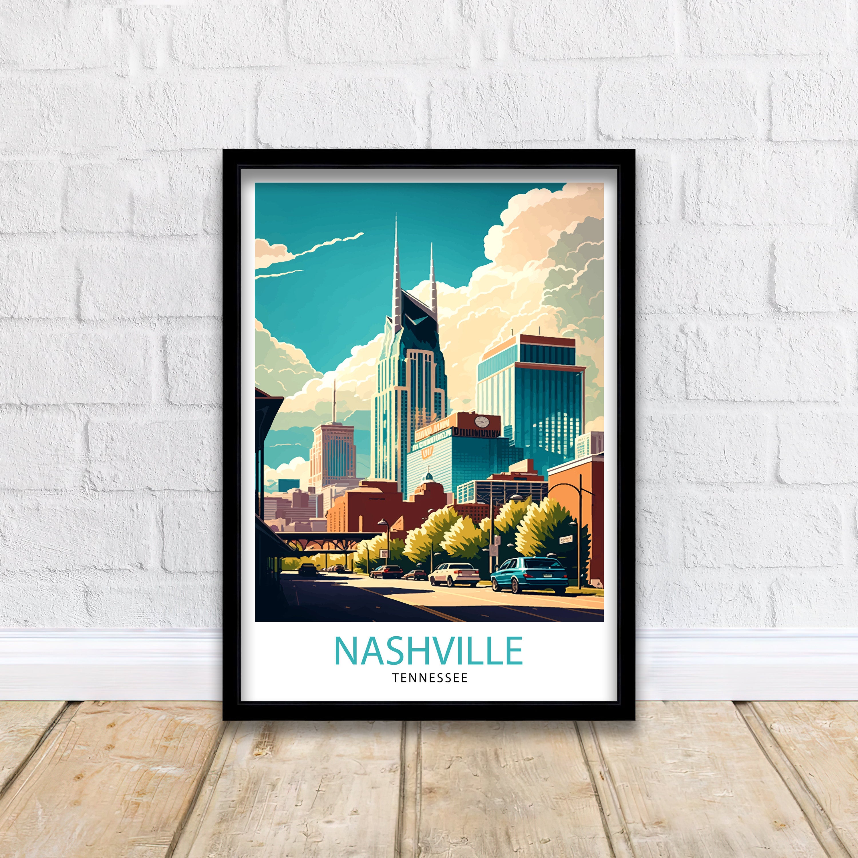 Nashville Travel Print| Nashville Wall Art Nashville Illustration Travel Poster Gift For Nashville Tennessee Home Decor