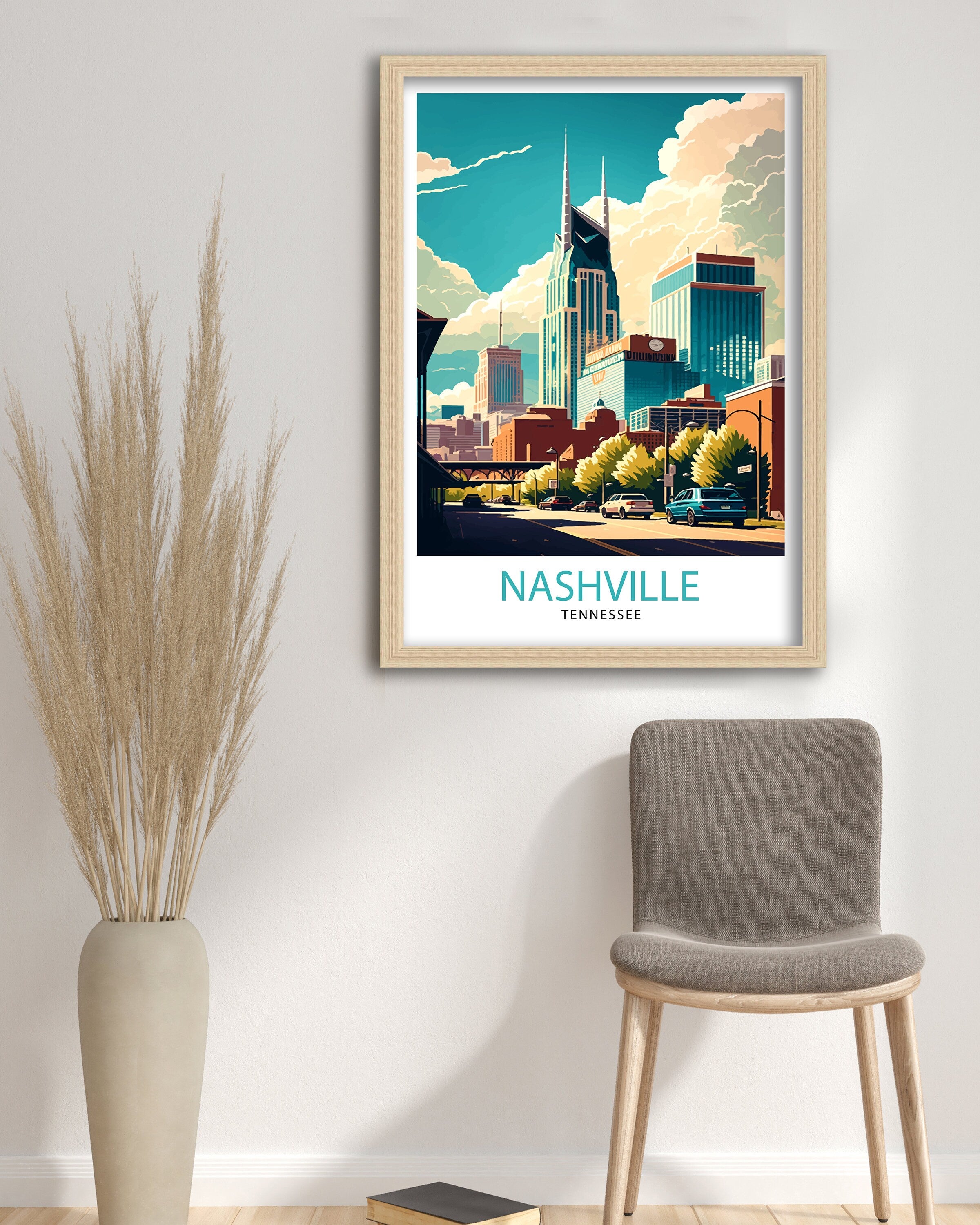 Nashville Travel Print| Nashville Wall Art Nashville Illustration Travel Poster Gift For Nashville Tennessee Home Decor