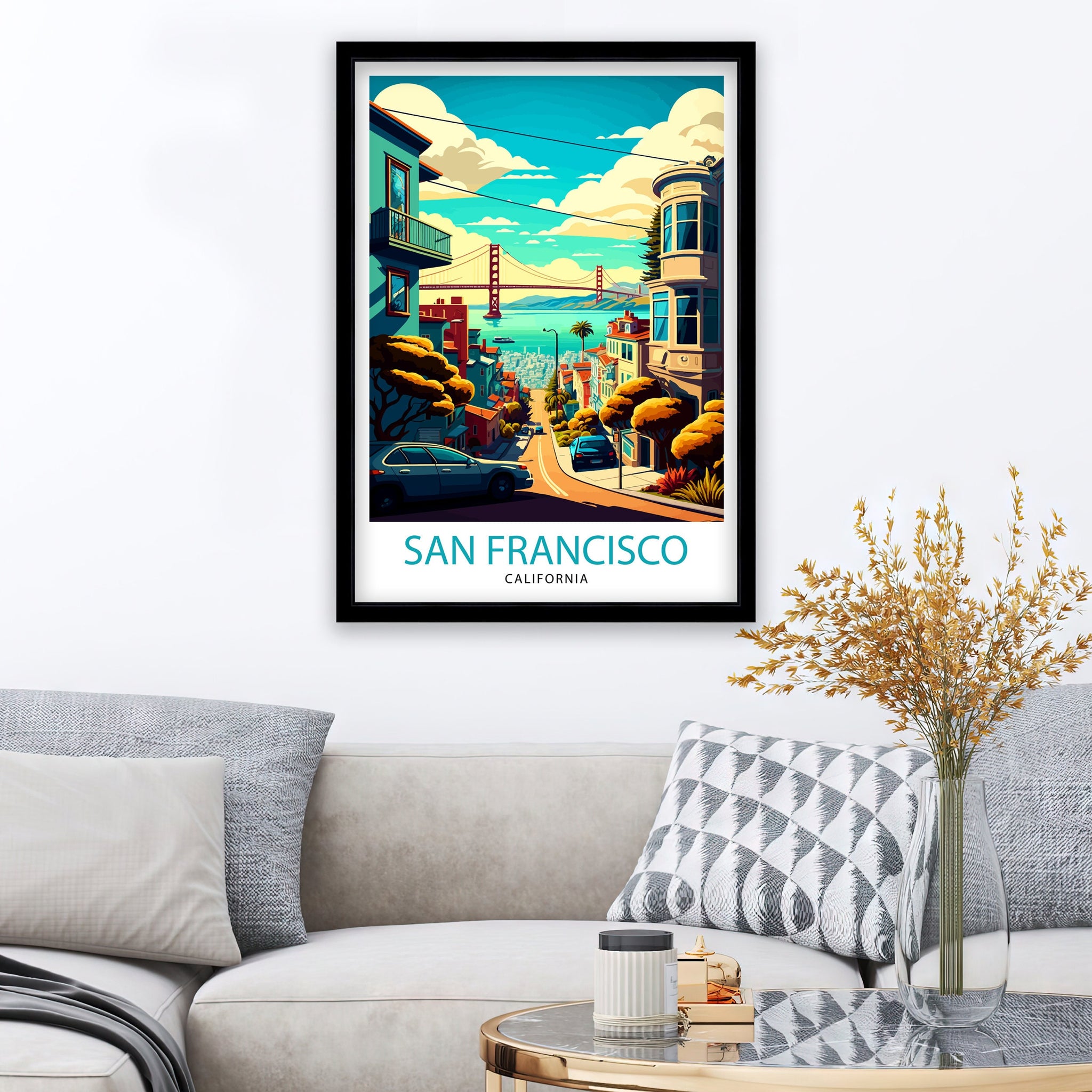 San Francisco Travel Print | Golden Gate Bridge Home Decor