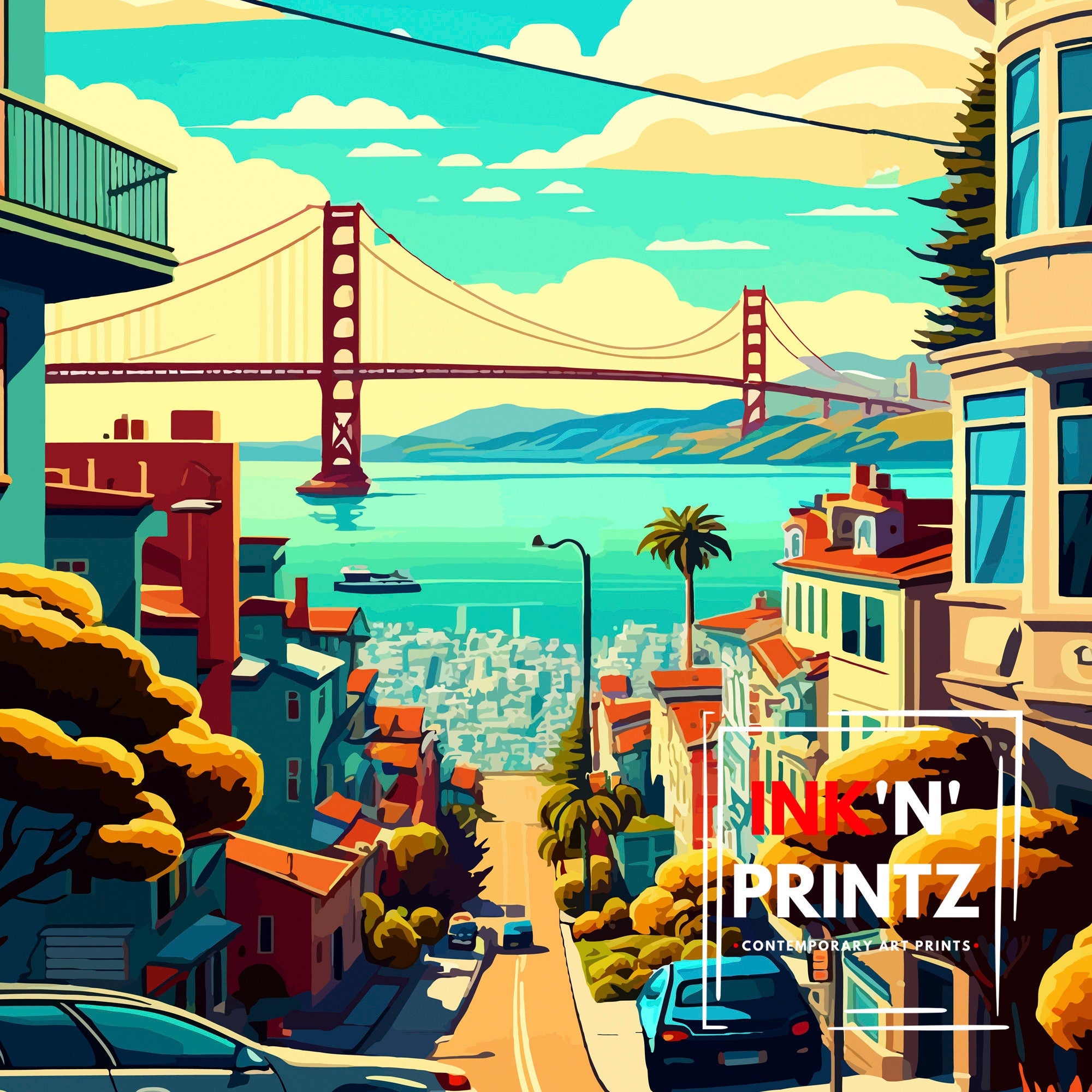 San Francisco Travel Print | Golden Gate Bridge Home Decor