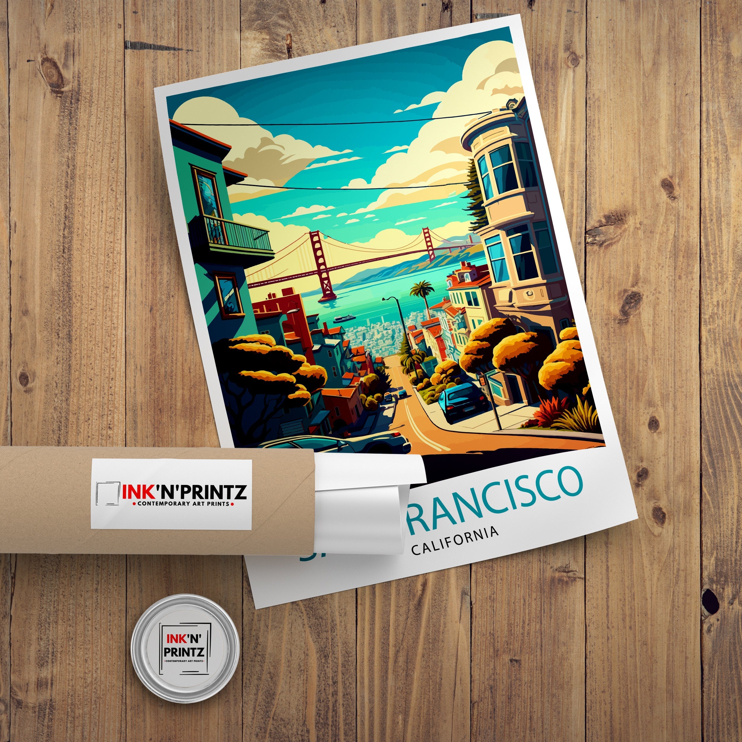 San Francisco Travel Print | Golden Gate Bridge Home Decor